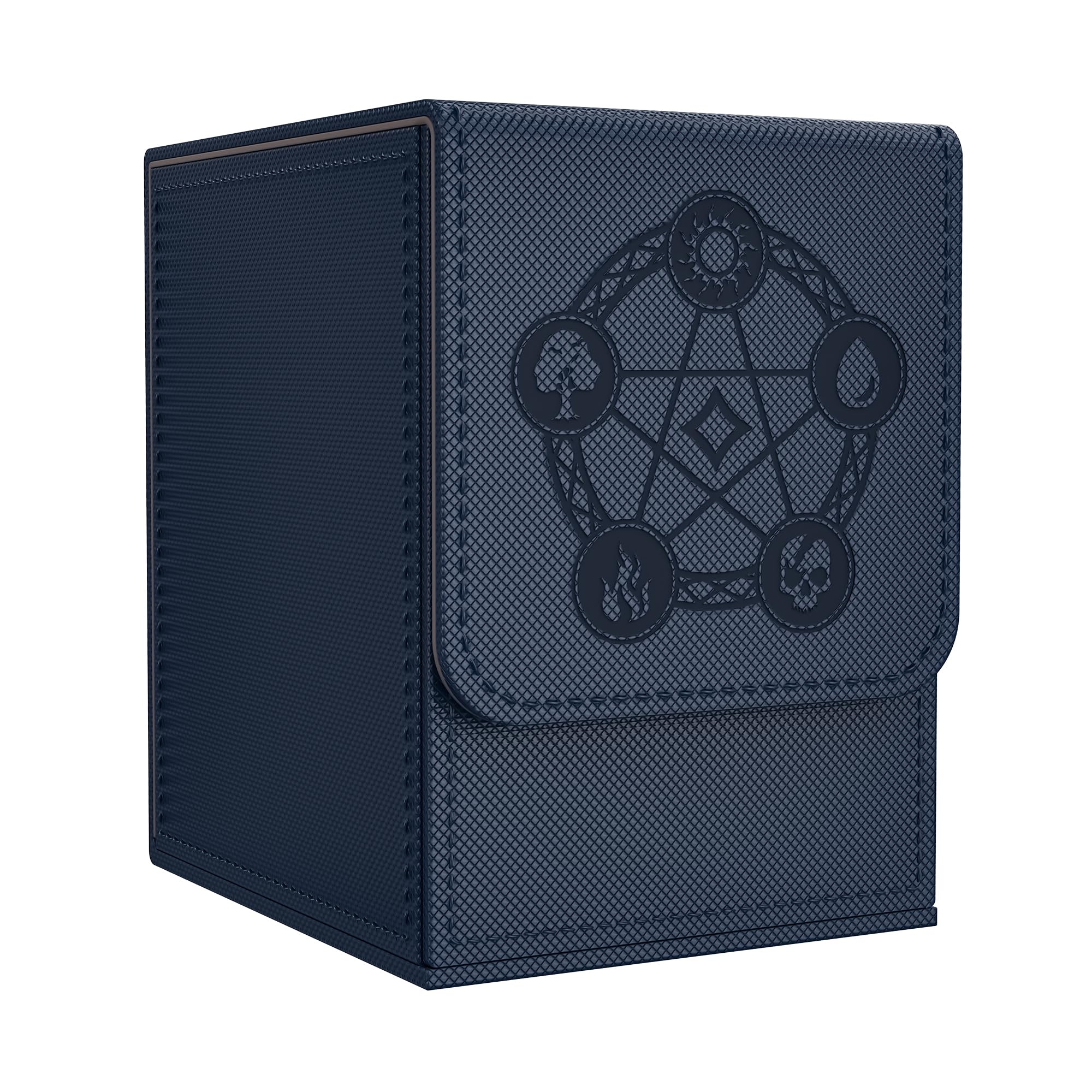Zettokete Card Deck Box with 2 Dividers, MTG Commander Deck Box Holds 100+ Double-Sleeved Cards, Leather Magnetic Deck Case Compatible with Magic TCG CCG Cards, Blue — image 1