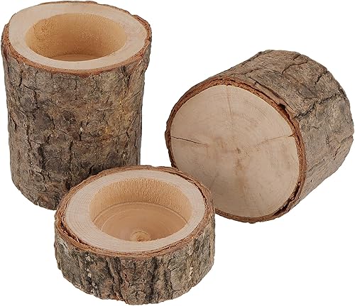Miniatura 4 de FUNSUEI 18 portavelas de madera para velas de té, portavelas votivas de madera rústica, portavelas votivas de madera rústica para decoración de