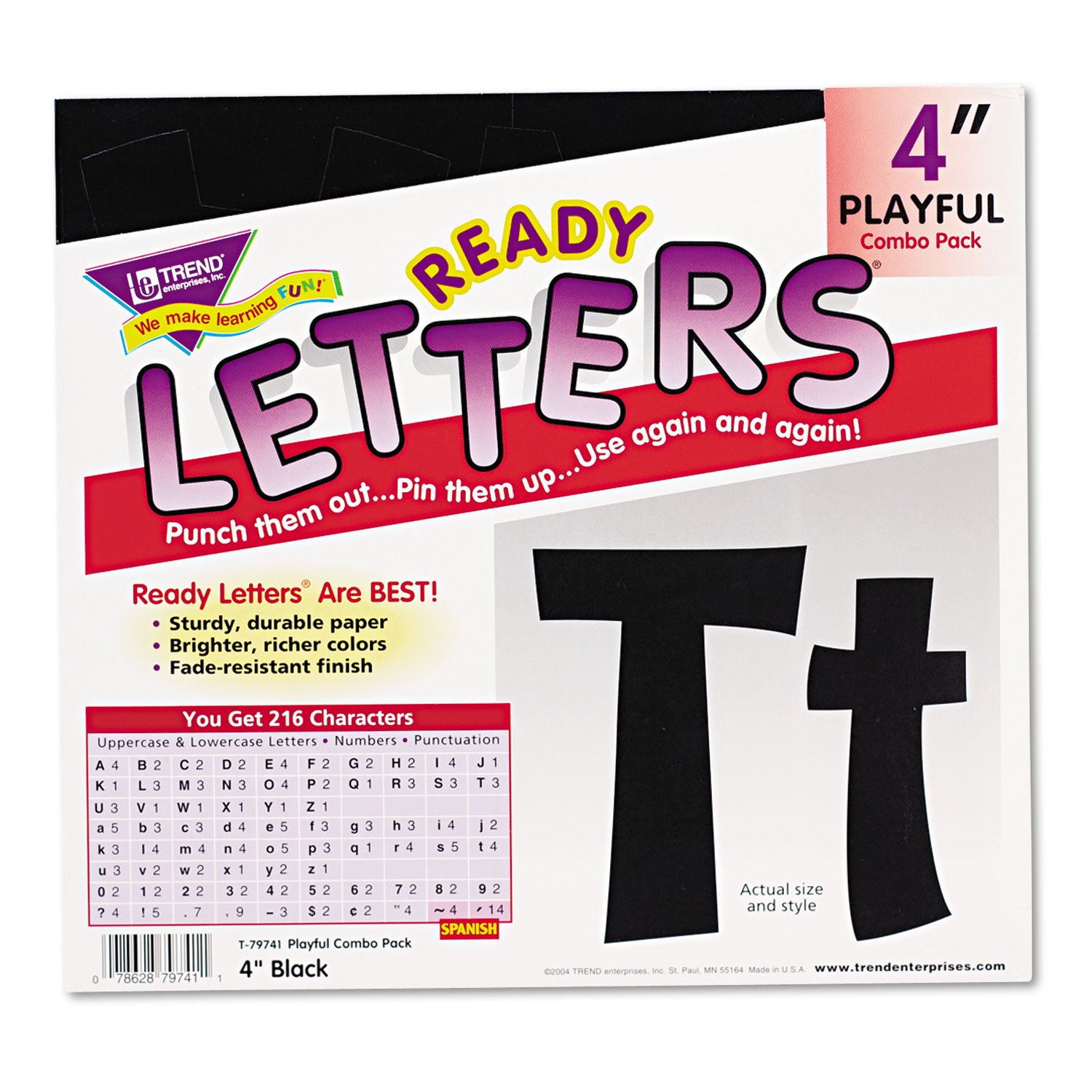 TREND enterprises, Inc. T-79741 Black 4 Playful Combo Ready Letters