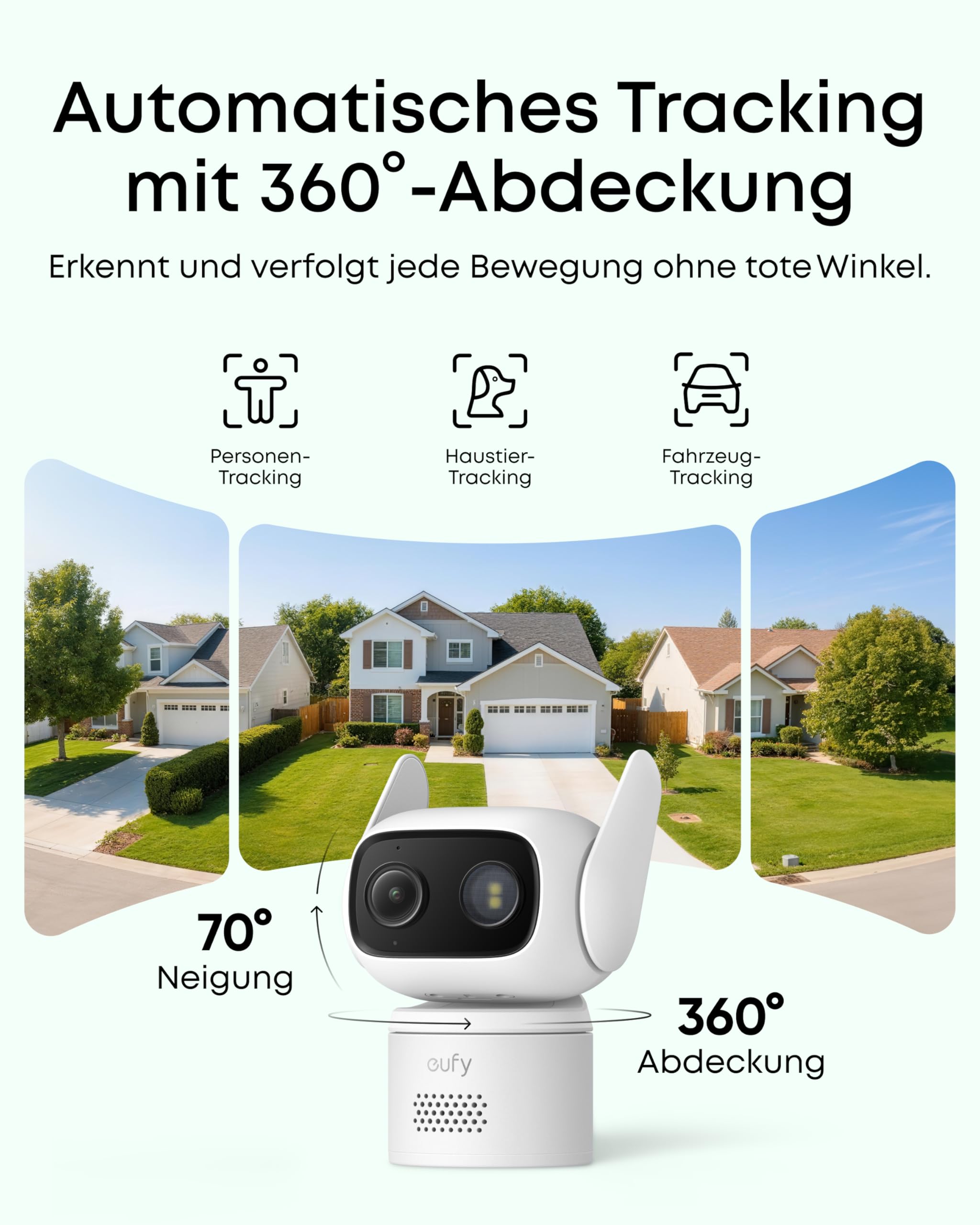 eufy Überwachungskamera C31 kabelgebunden, Überwachungskamera Außen | Farbnachtsicht, ohne Abo, 24/7-Videos, 360°-Sicht mit Schwenken/Neigen, KI-Erkennung Mensch/KFZ/Tier/Weinen, lokaler Speicher