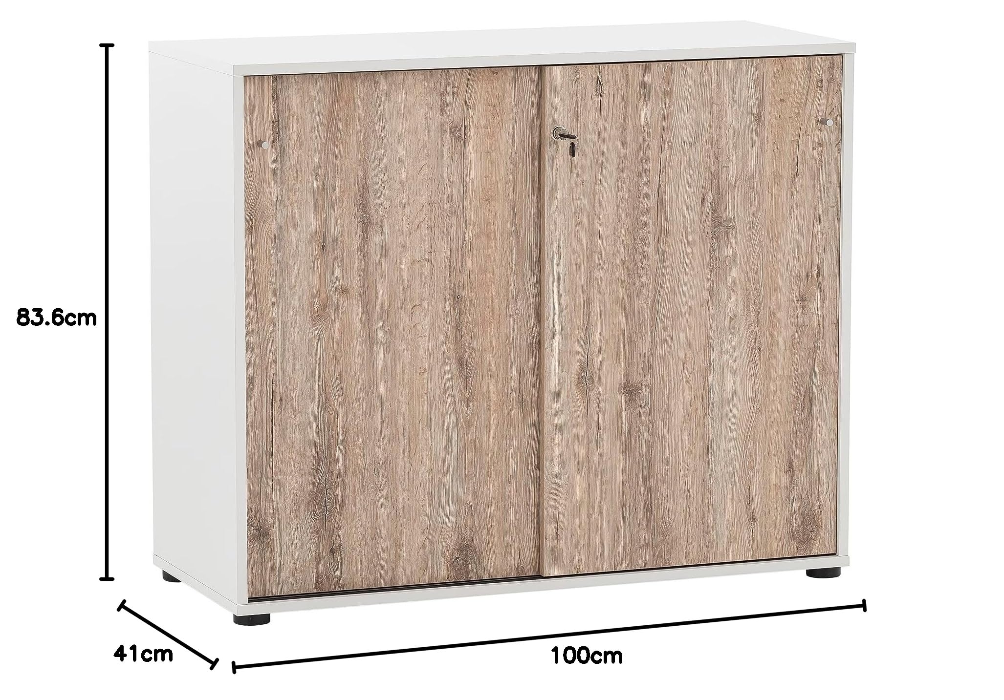 Schildmeyer Reno 400 701764 Armoire De Classement, Blanche/Décor Chêne Sauvage, 100 x 41 x 83,6 cm