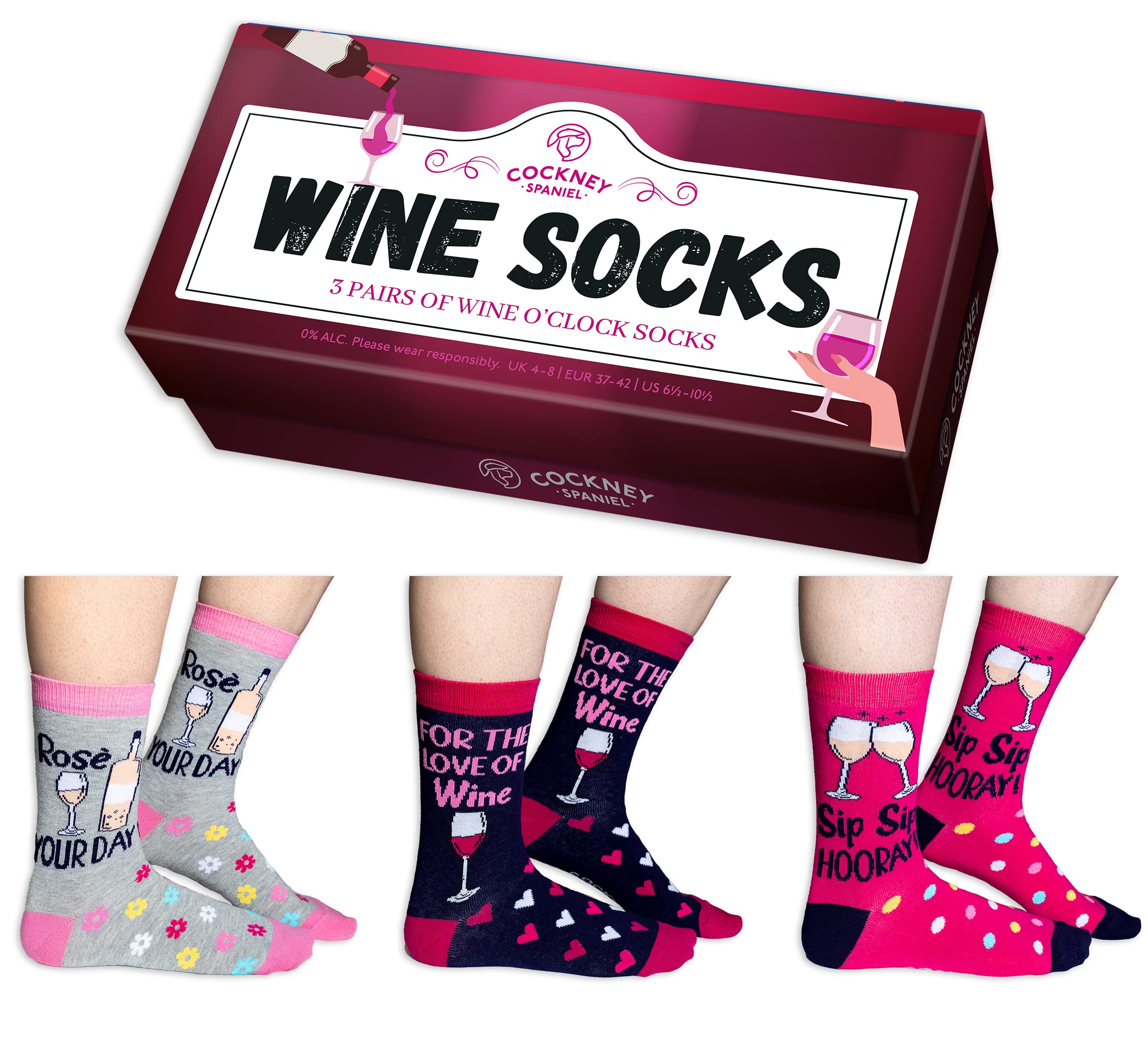 3 Pairs of Women's Novelty Crew Socks, Size: UK 4-8 (EUR 37-42), Fun and Quirky Gift for Women