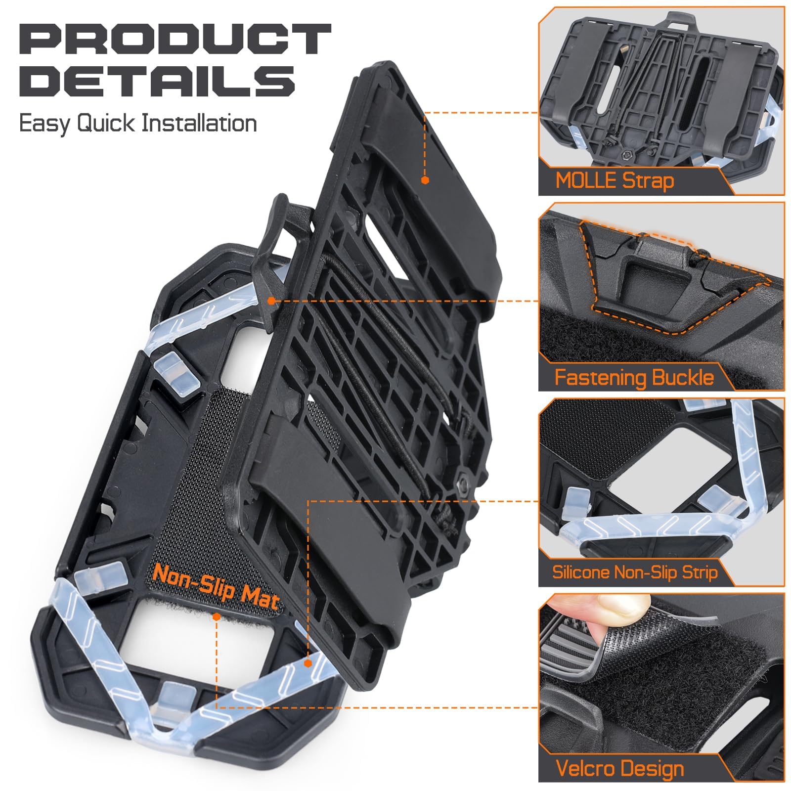 WYNEX Supporto tattico per cellulare con supporto per telefono Molle Vest Accessori per telefono cellulare Supporto per schermo da 4,7 a 6,7 pollici, nero