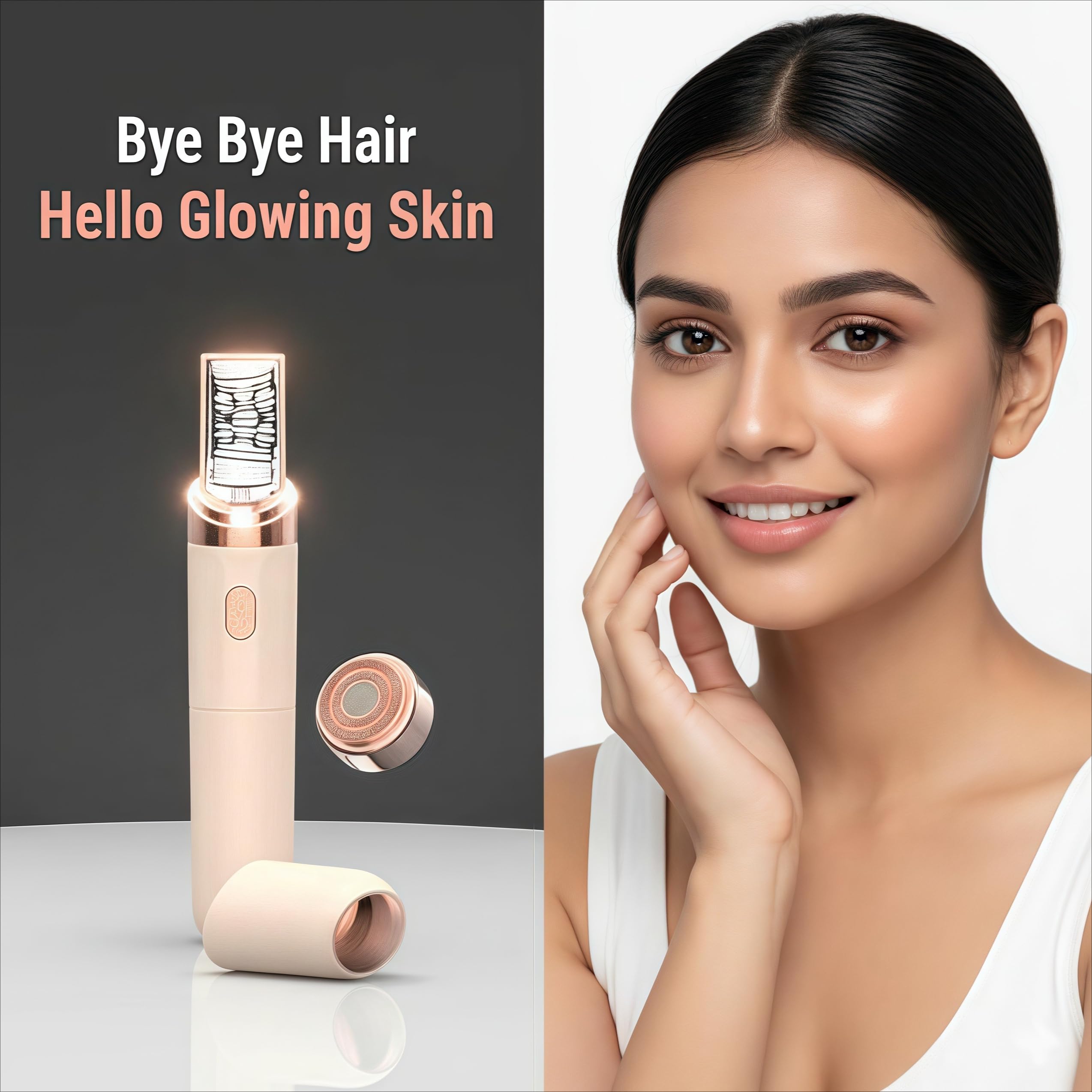 PluxiEpil Pro 3.0 Women Face Epilator – 2-in-1 Hair Removal Gentle & Painless Hair Remover for Upper Lip, Chin, Eyebrows & Cheeks (Pink)