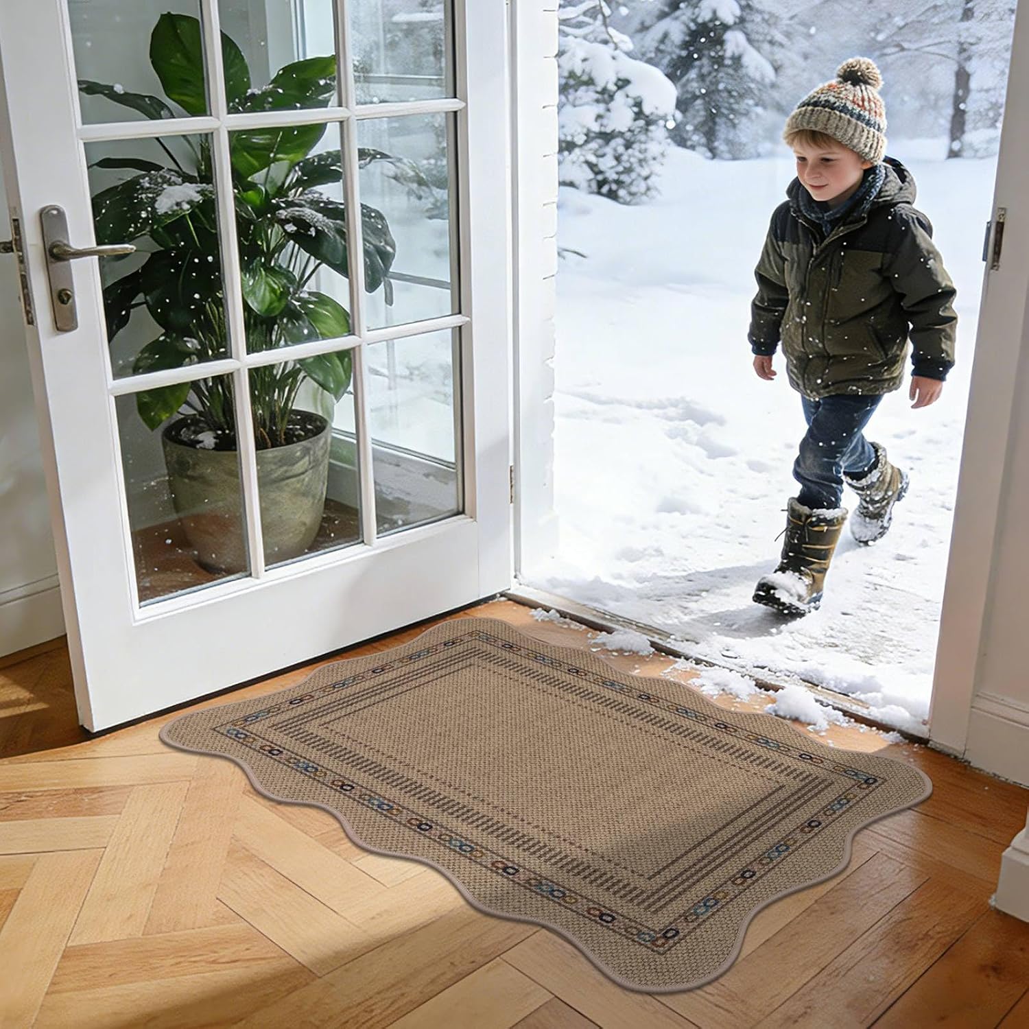 U'Artlines 2'x3' Indoor Door Mat, Entryway Rug, Non Slip Woven Washable Area Rugs, Kitchen Mats for Floor, Front Entrance Doormat for Kitchen Hall Porch Bathroom Bedroom Patio Decor (Colorful)