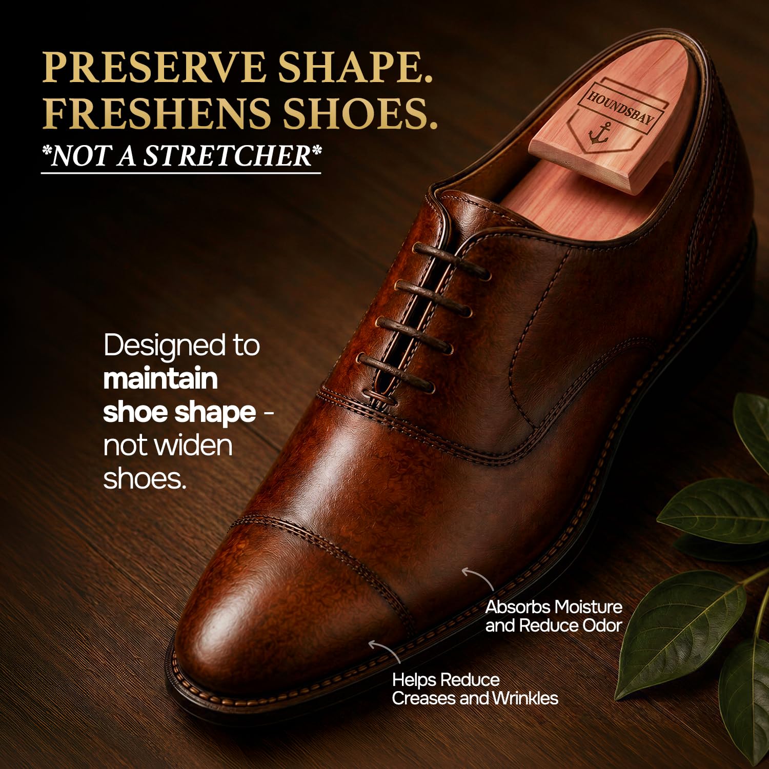 Shoe Tree for Men, Wooden Shoe Stretcher Men, Cedar Shoe Trees for Men, Adjustable Shoe Trees for Sneakers or Boots HOUNDSBAY