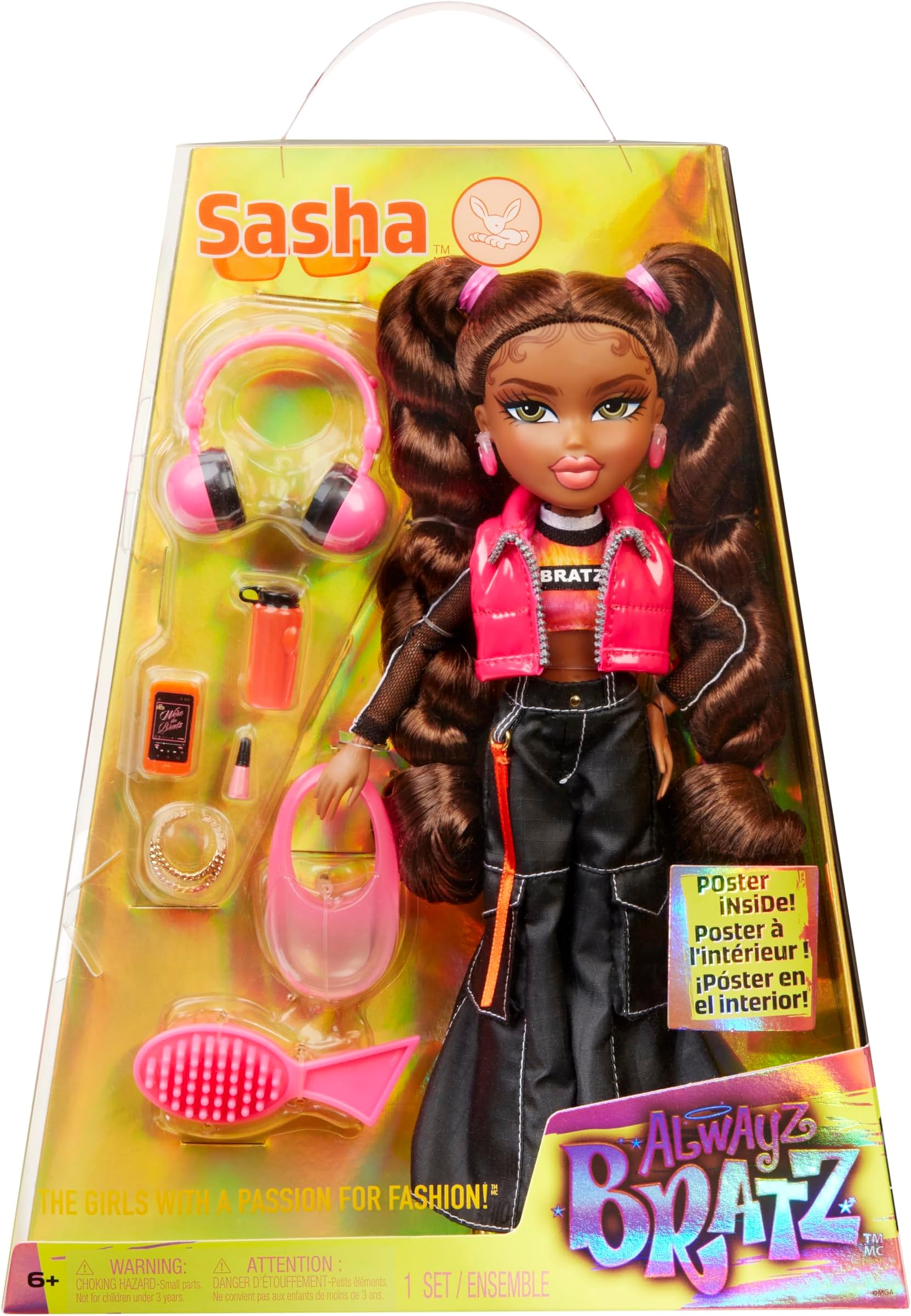 Bratz Alwayz Fashion Doll - Sasha - With 10 Accessories and Poster - Kids Toy - Great for Ages 6 and Older