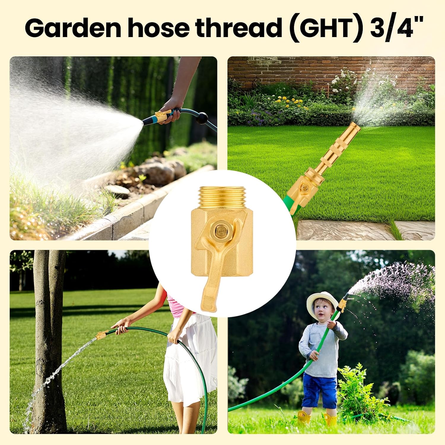 Twinkle Star 3/4 Brass Shut Off Valve Garden Hose,Heavy-Duty Brass Garden Hose Connector Shut Off Valve with bigger flow, Type A