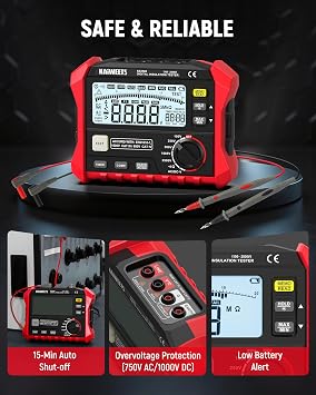 KAIWEETS Megohmmeter Insulation Tester 0.1M-200G 2500V DAR/PI Ohm Meter