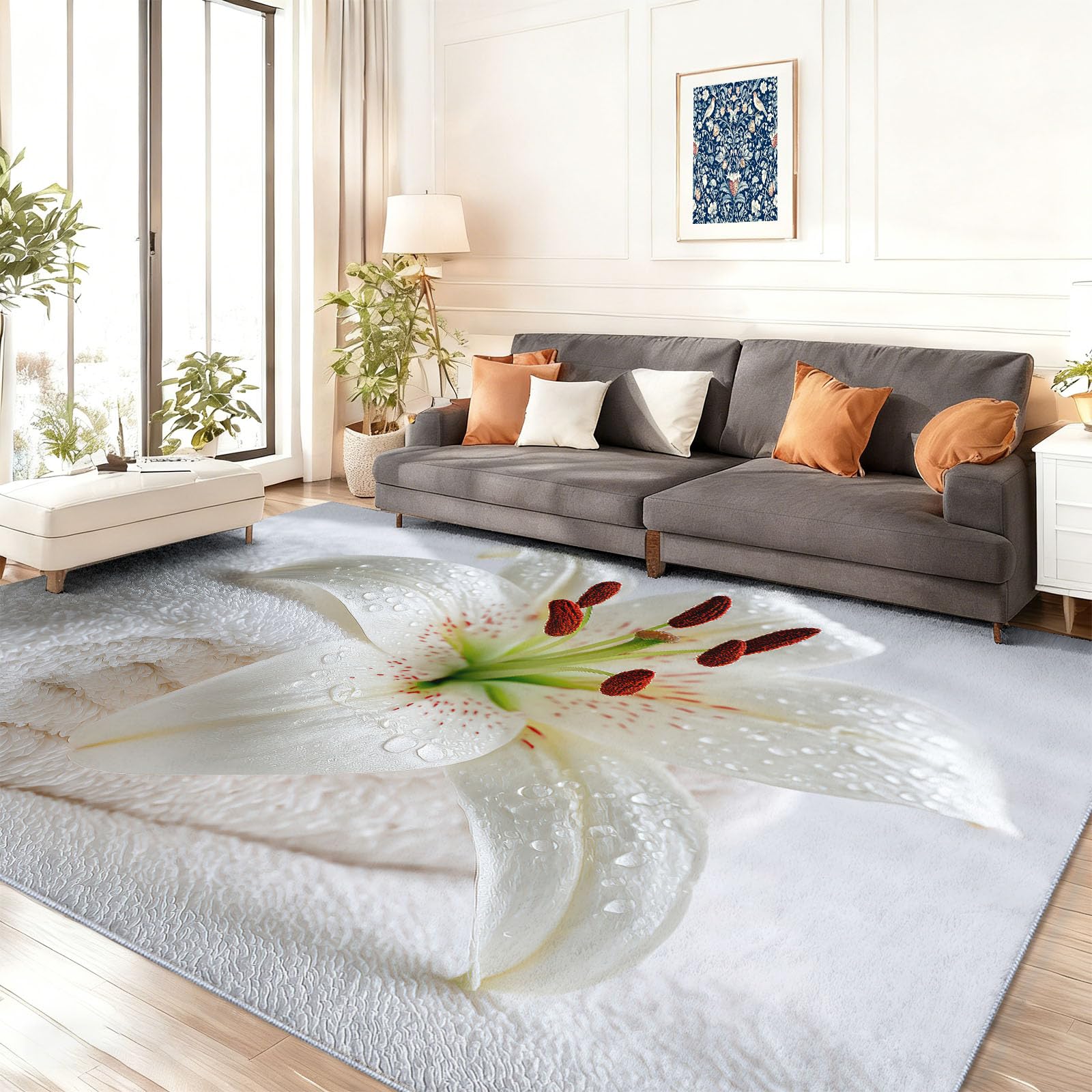 Lilie Blumen Spa Teppich rutschfest Wohnzimmer 80 x 150 cm