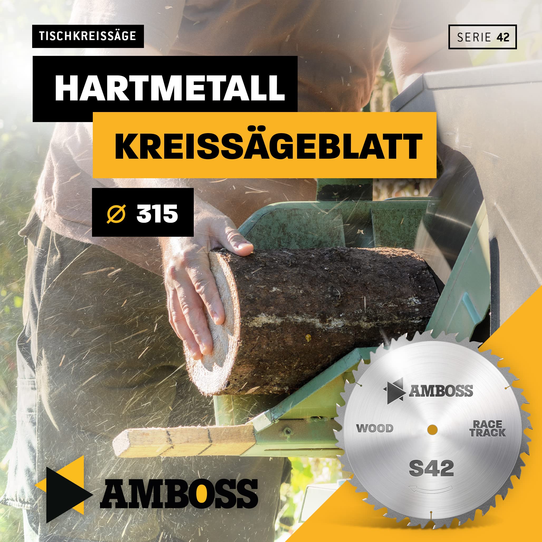 Amboss HM, lama per sega circolare, Ø 315 mm x 3,2 mm x 30 mm, dente del cambio (28 denti), taglio rapido per legna da ardere e legno