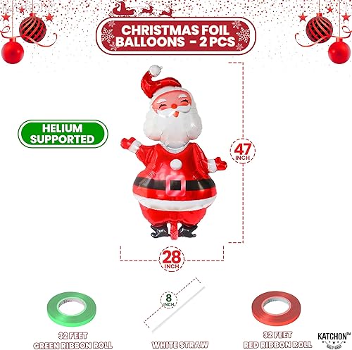 Miniatura 2 de KatchOn, Globo de Papá Noel para decoraciones de Navidad, enorme, 47 pulgadas, paquete de 2, globo de Papá Noel para decoraciones de globos de