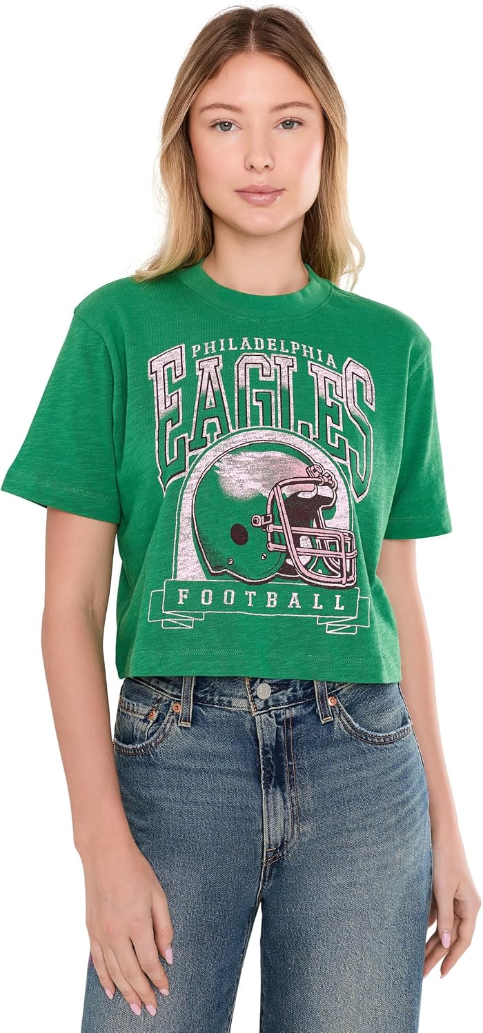 Женская футболка-кроп Junk Food Clothing NFL Philadelphia Eagles Helmet, цвет: Зелёный — фото 1