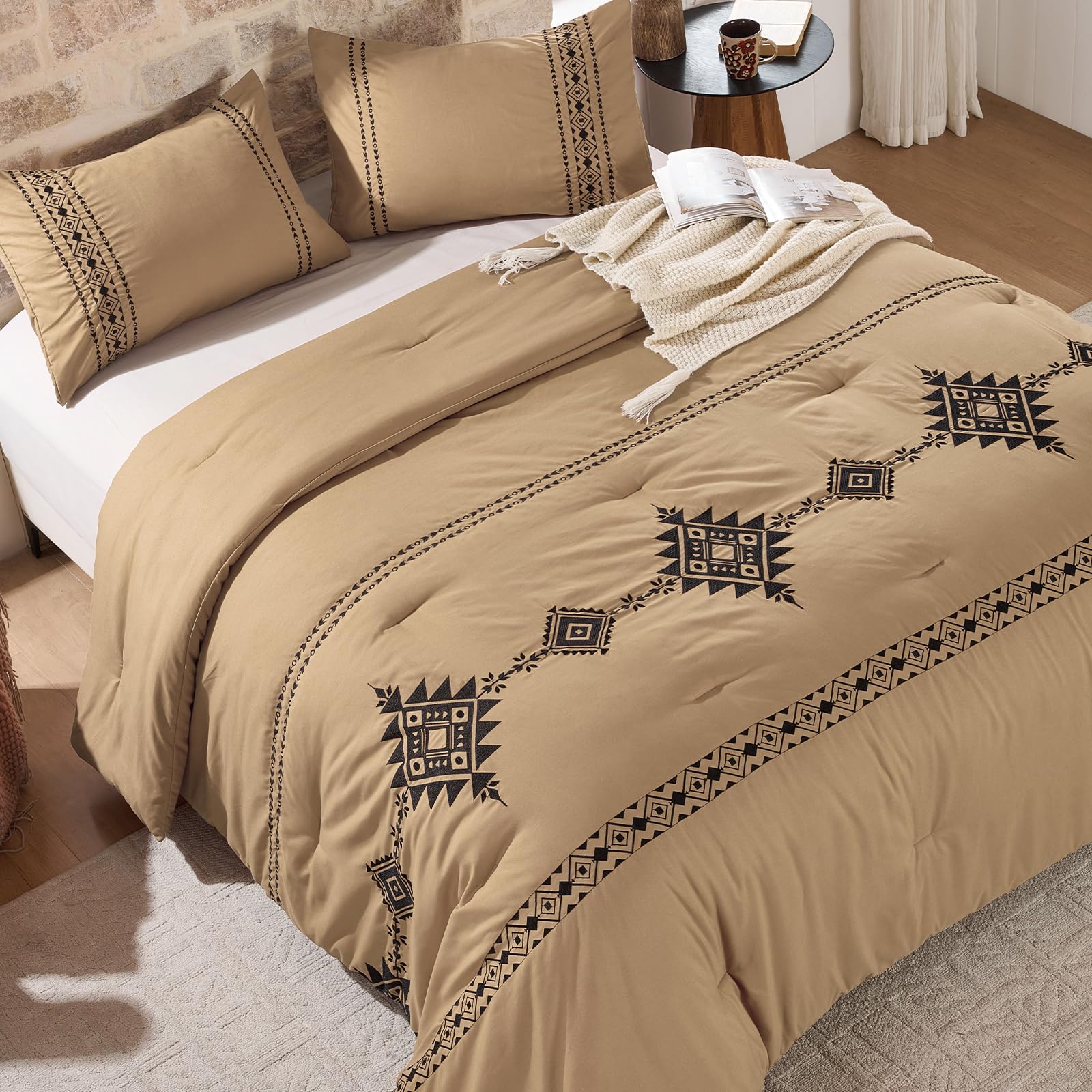 Boho Embroidered Comforter Set - Fall Pumpkin -10