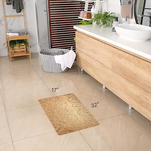 Vista 73 de Alfombra lavable a máquina para cocina y baño, diseño de voluta, color gris, respaldo antideslizante de gran