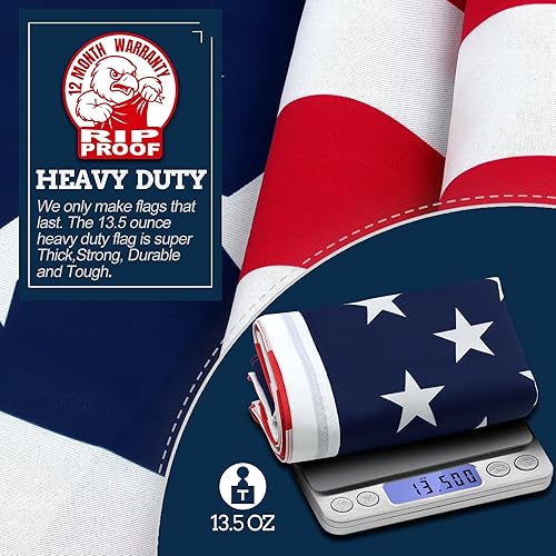 Vista 10 de Anley Fly Breeze - Bandera de Estados Unidos de poliéster de 3 x 5 pies, color vívido y resistente a la decoloración UV, cabecera de lona y doble