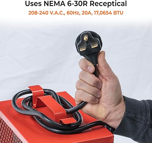Miniatura 3 de Comfort Zone CZ290 Calefacción potenciada por ventilador eléctrico, control de termostato, acero de alto calibre, asa, patas de goma, NEMA 6-30P y