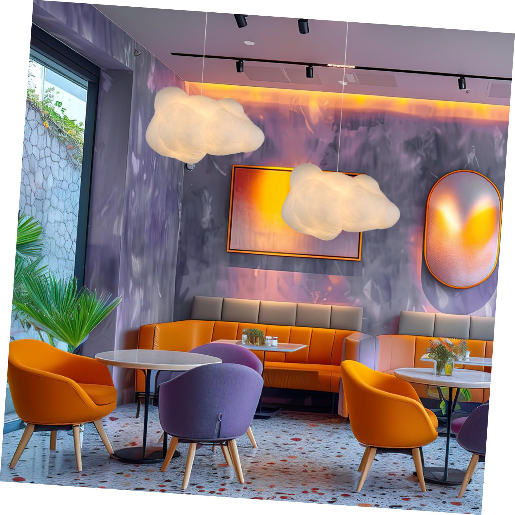 Ciieeo Lámpara Colgante Led Con Forma De Nube 13.38X7.87X7.08In Luz De Techo Decorativa Para Hogar Restaurante Bar Cafetería Diseño Creativo Sin Cable De Tierra