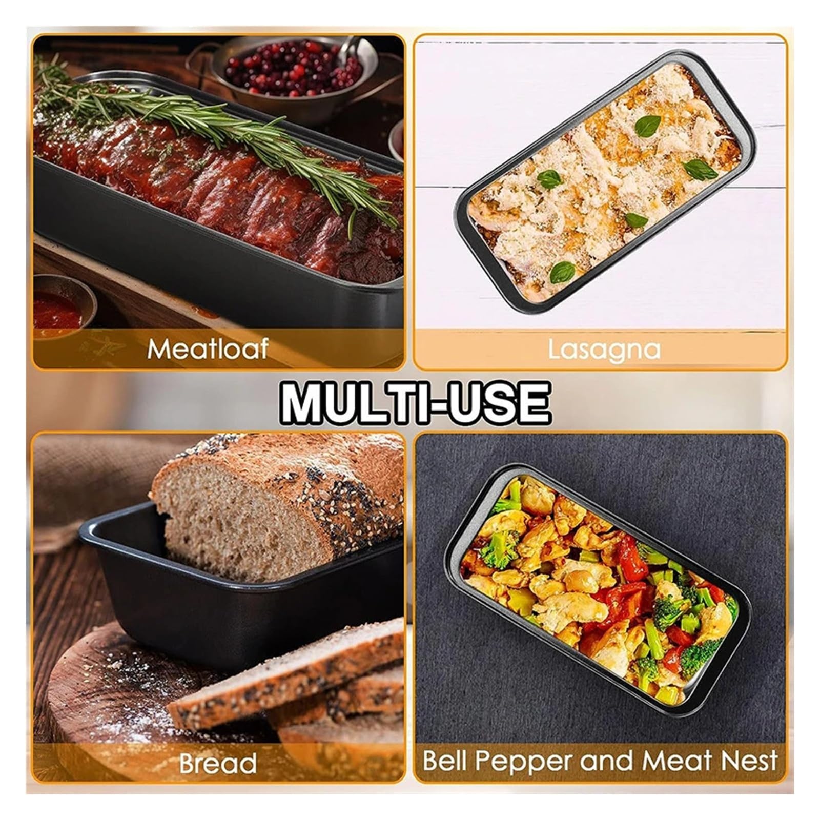 Antihaftbeschichtete Kastenform, rechteckige Backform aus Kohlenstoffstahl, Mehrzweck-Küchenbackgeschirr for Brot, Toast, Brownies und Hackbraten(30cm)