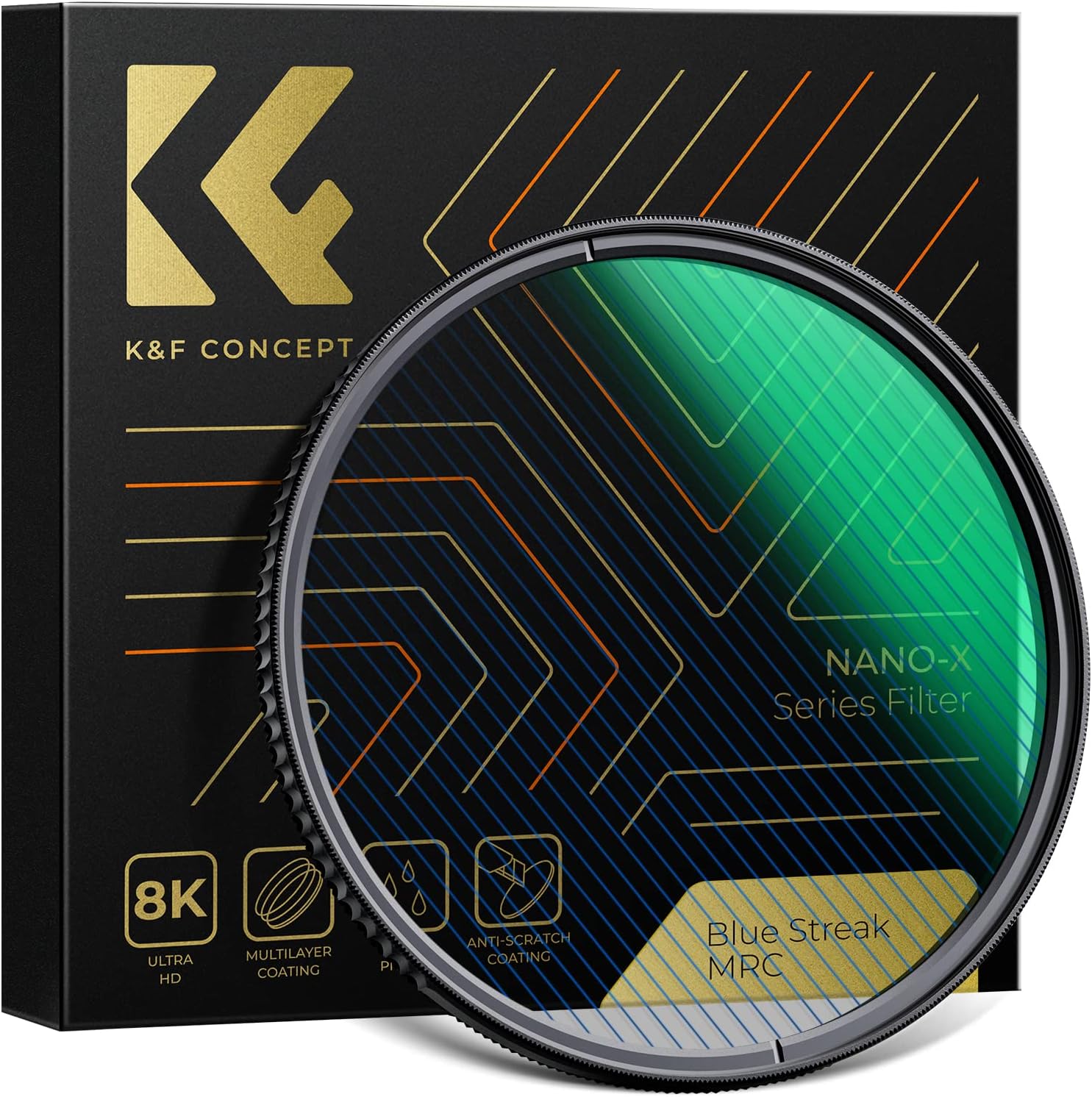 - K&F CONCEPT 49mm Blue Streak Effect Lens Filter Anamorphic Optical Glass Light Flare Effect Filter for Camera Lens