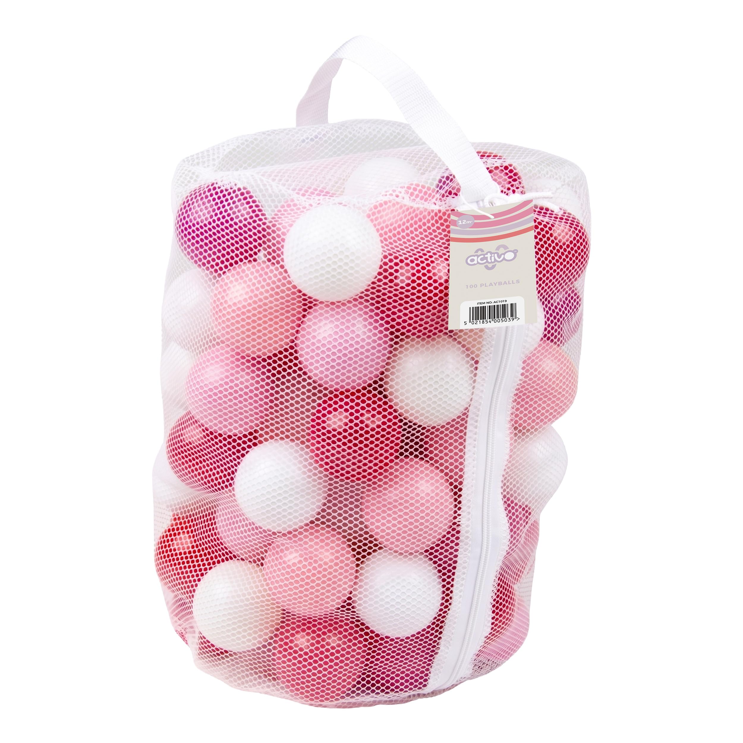 Mookie Activo 100 Pink & White Playballs with Zip Storage Bag