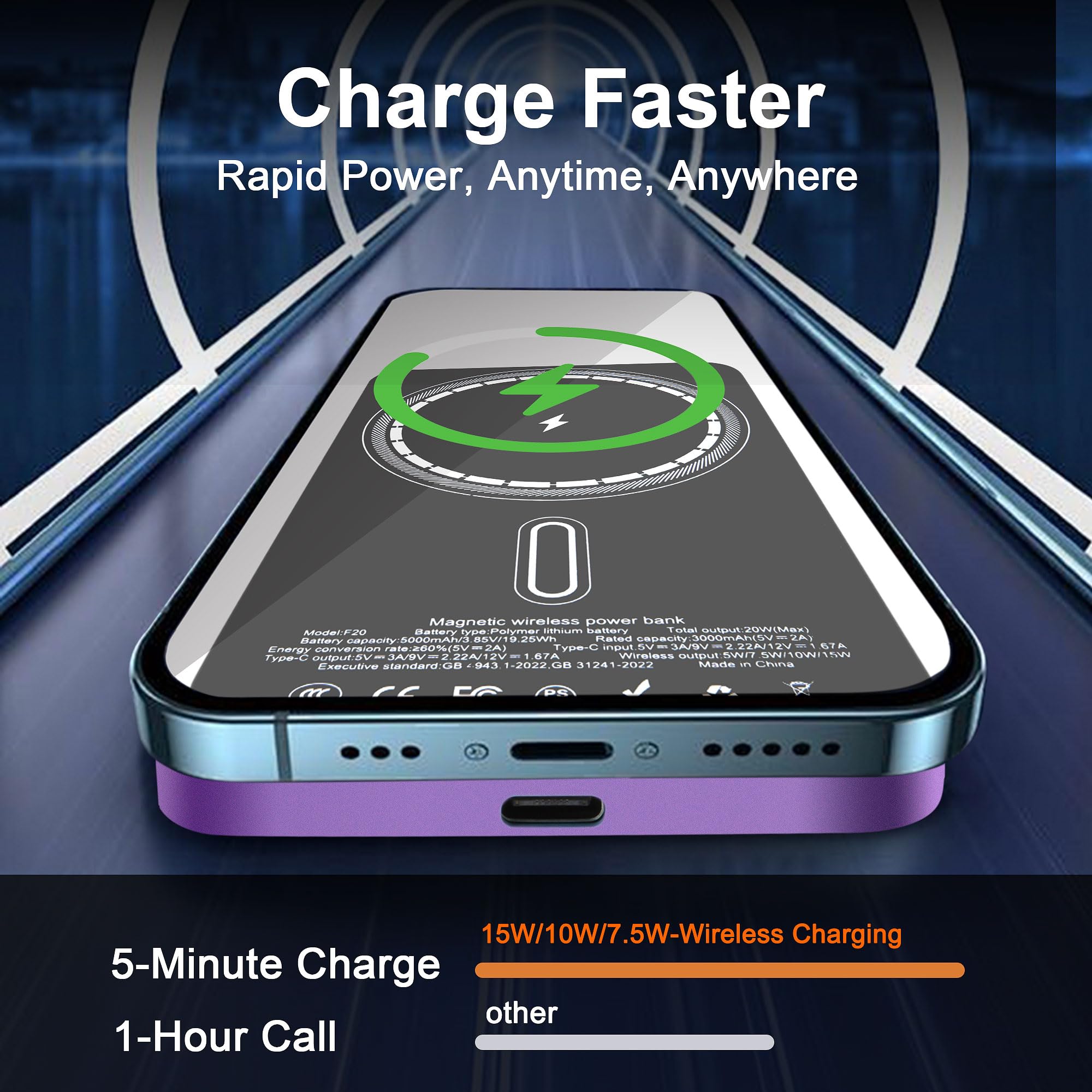 Carica 5000mAh 15W Magnetic Charger USB-C Cable - Dettaglio