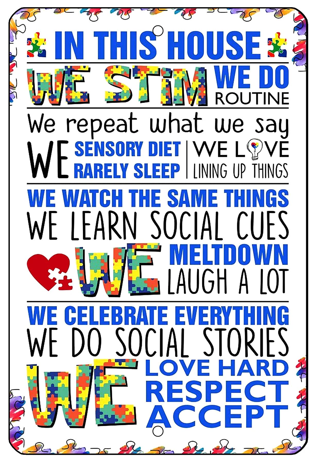 Kwqdozf As Pic In This House We Stim Do Routine Metal Tin Sign Wall Decor Poster For Kitch