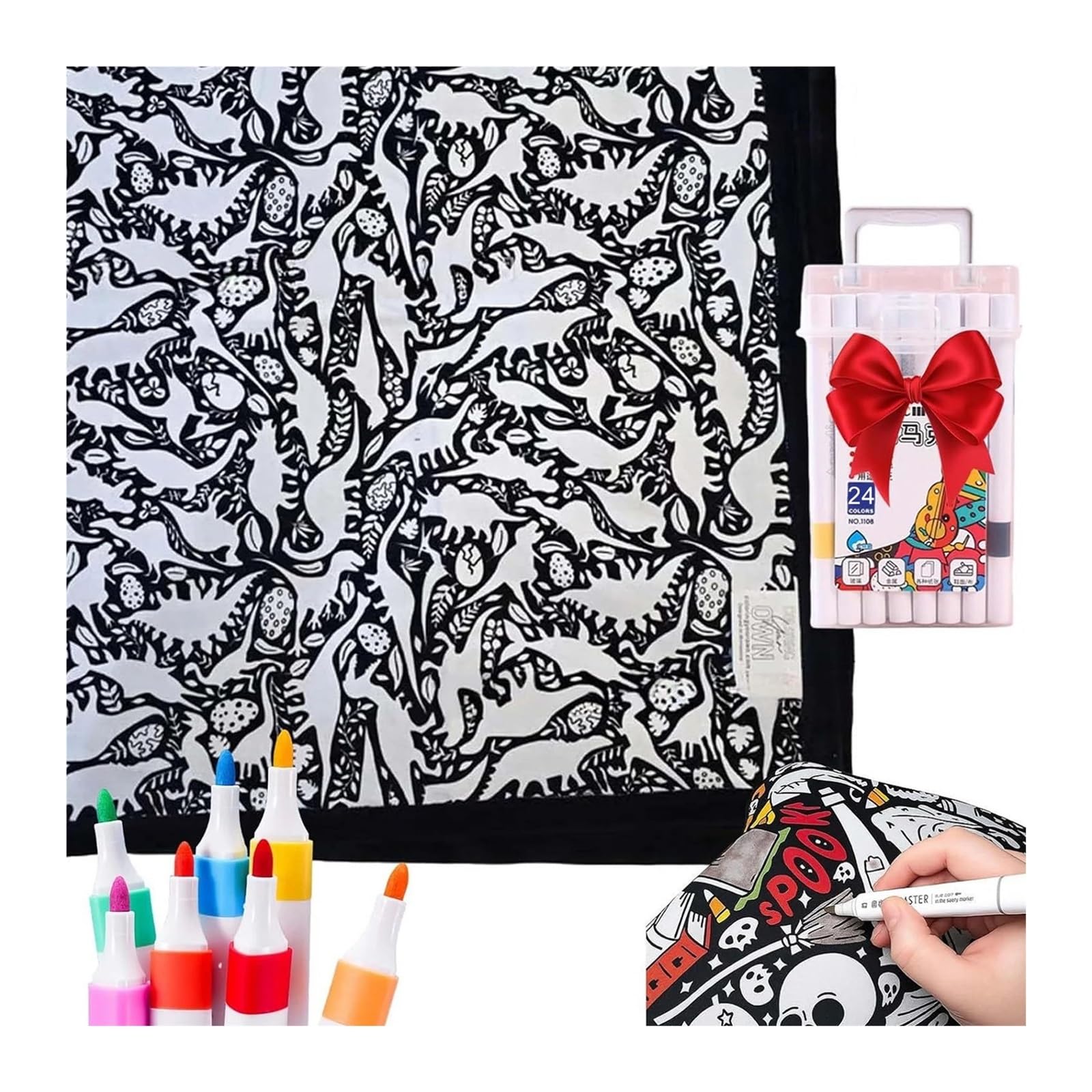 Vekoro DIY Coloring Blanket DIY Coloring Blanket with Markers Color Your Own Blankets(B)