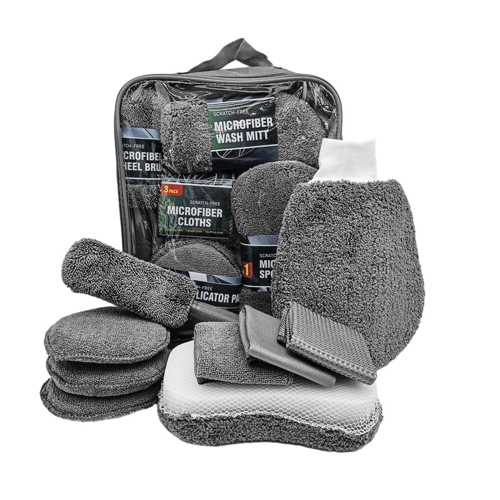 Hsioluted Car Wash Cleaning Tools Kit, 9Pcs Car Cleaning Kit, Microfiber Towel Auto Wash Mitt, Microfiber Towel, Kits for Vehicles