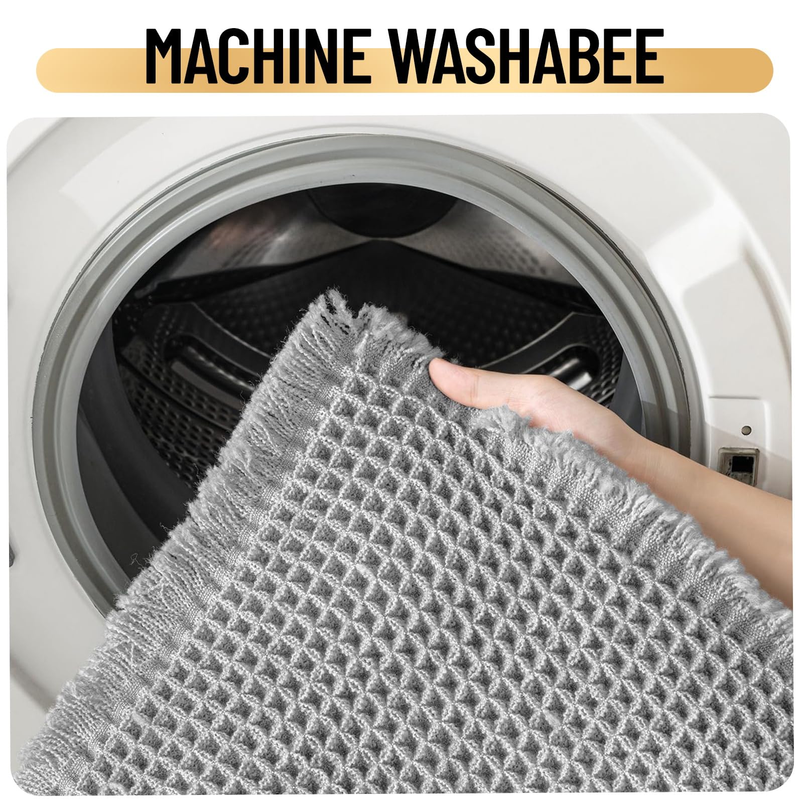 Tapis de bain antidérapant et anti-moisissure gaufré - 40 x 60 cm - Gris clair - Lavable en machine - Super absorbant et extra doux - Confortable