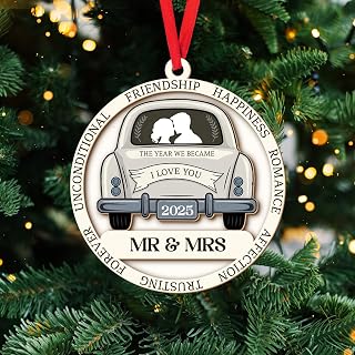Wedding Gifts Ornament - Mr and Mrs - Gift for Couples 2025, Engagement Gift, Engagement Gifts for Couples, Newlywed - Wood Hanging Ornament 2025 (Wedding 5)