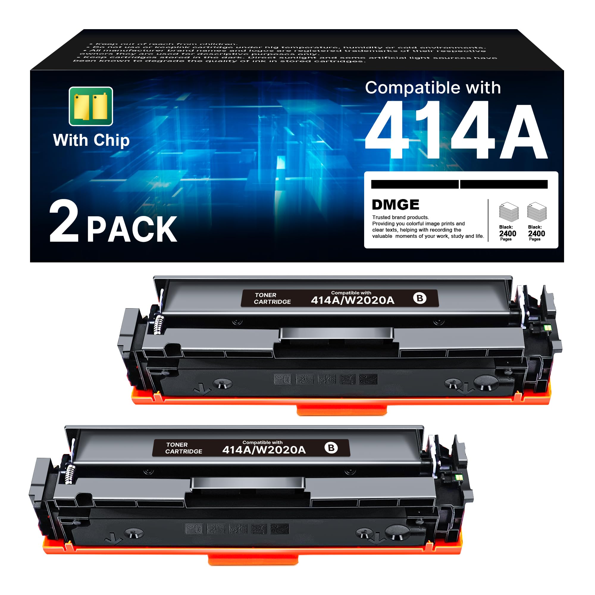 414A Black Toner Cartridge (with Chip) - Comaptible Replacement for HP 414A Black Toner Cartridge, Works with HP Color LaserJet Pro MFP M479fdw M454dw