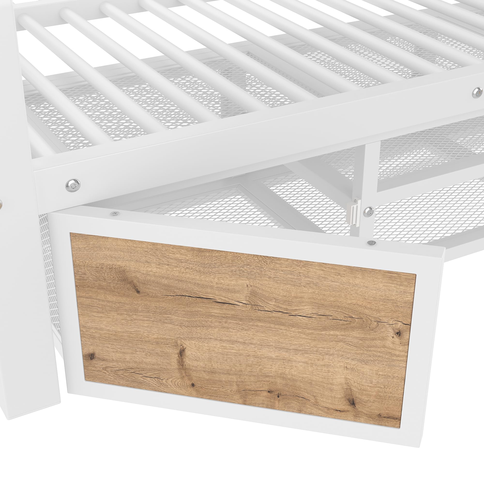 Soweiz Letto a castello 90 x 200 cm, 140 x 200 cm, culla con scarpiera, portaoggetti, ringhiere di sicurezza, scaletta, senza materasso (bianco)