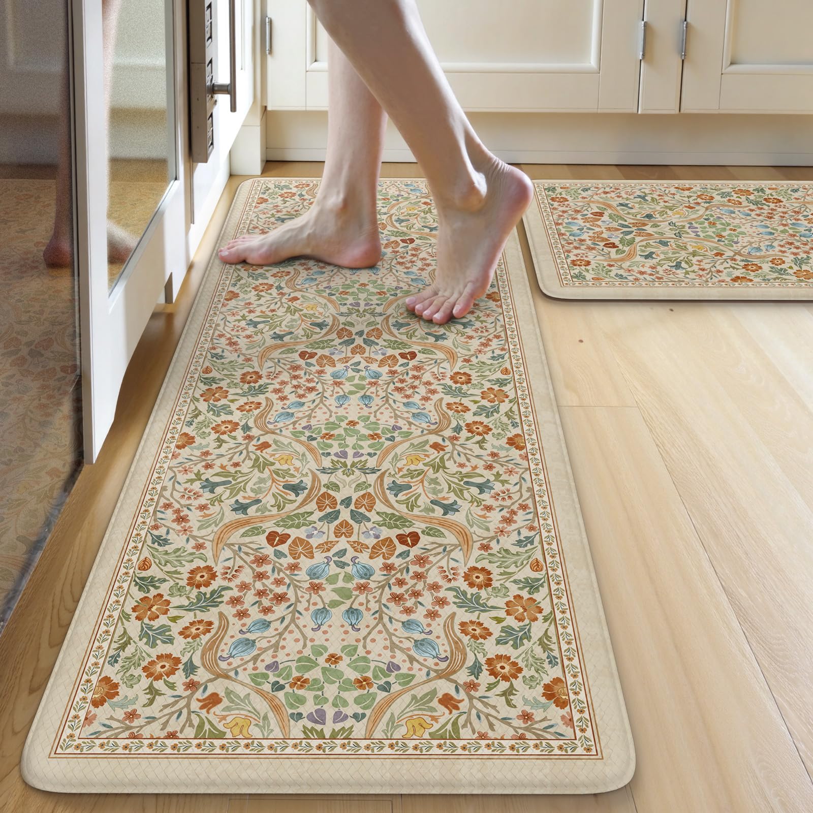 Photo 1 of Collive Anti Fatigue Kitchen Mats, Beige 17.3"x47"+17.3"x29"
