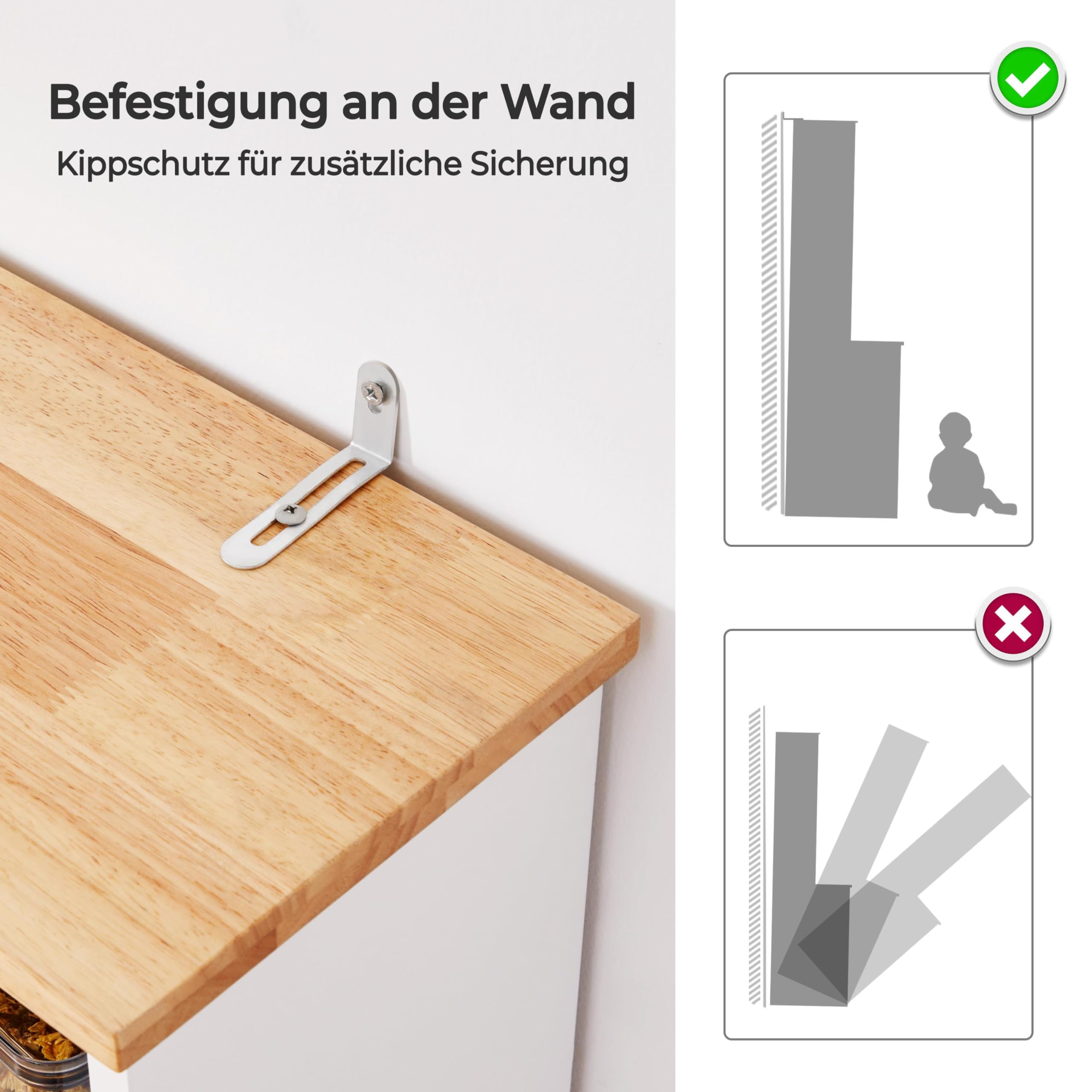 Yaheetech Küchenschrank, Hochschrank mit Schrank, Mehrzweckschrank mit verstellbaren Einlegeböden, Vorratsschrank mit Glastüren, Geschirrschrank mit Offenen Ablagefächer, Weiß