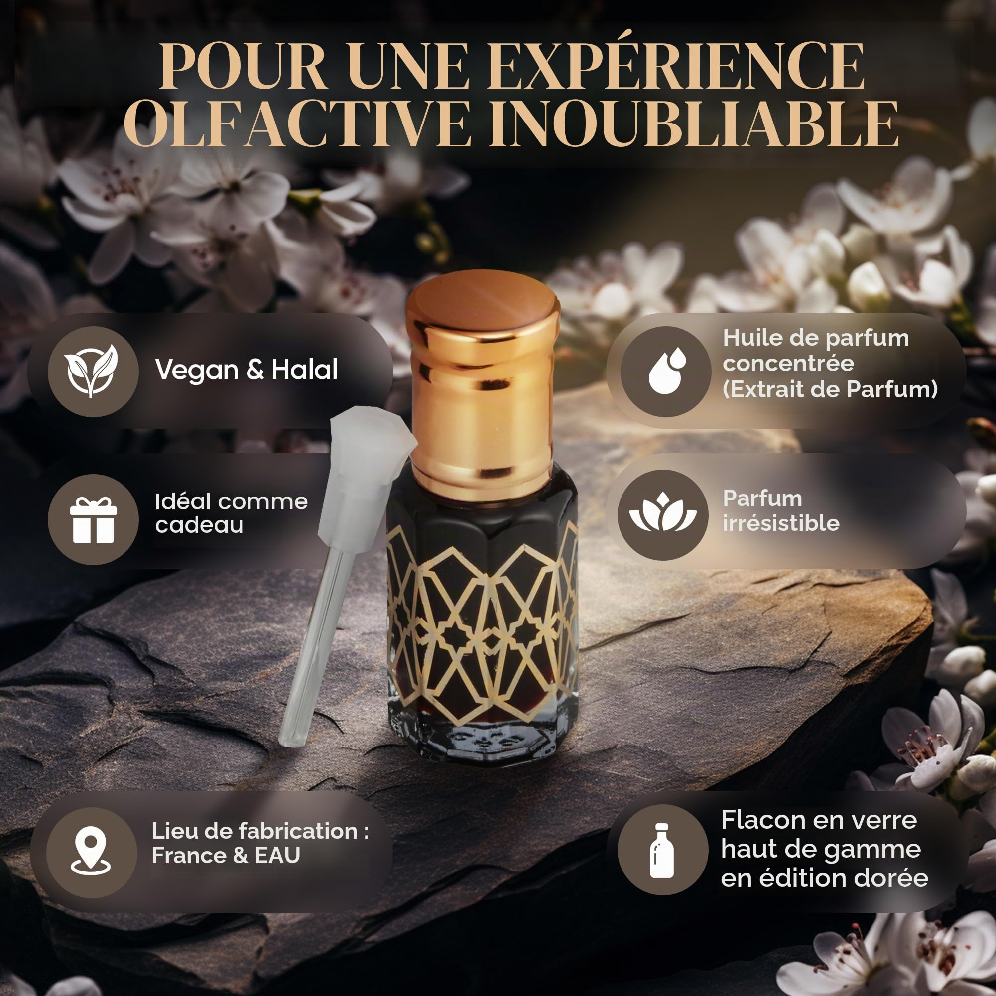 El-Musc Huile de parfum musc noir 6 ml - Parfum Black Musk Misk pour homme et femme