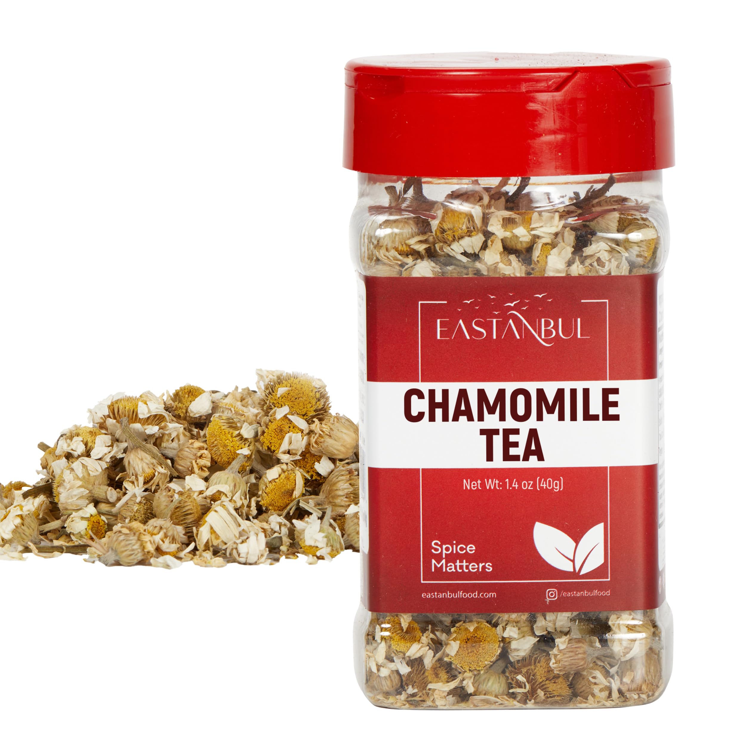 Eastanbul Chamomile Flowers Loose Dried, 1.4oz, Dried Chamomile Tea Loose Leaf, Flor de Manzanilla, Caffeine-Free Camomile Tea, Camomille Herb, Full Flavor, Vegan, Gluten Free