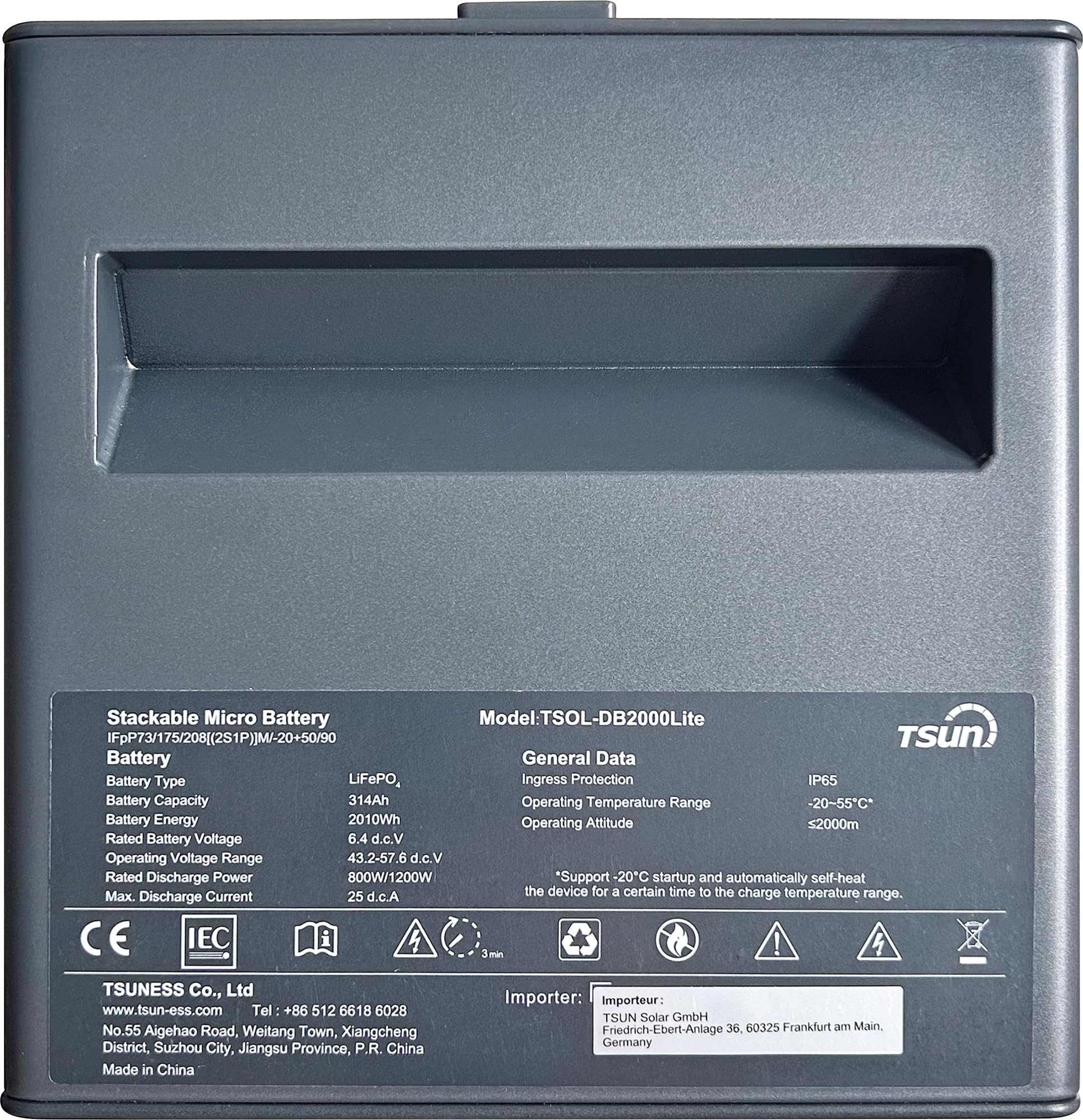 TSUN akumulator do elektrowni balkonowych | akumulator solarny 2 kWh | akumulator LiFePO4 | sprawność MPPT 99,9% | WLAN, Bluetooth i RS485 | możliwość rozszerzenia do 10,05 kWh | IP65 (rozszerzenie)