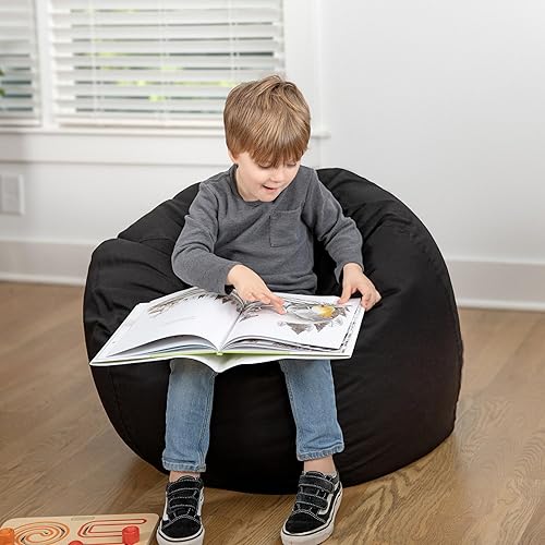 Miniatura 189 de Flash Furniture Dillon - Puf de sherpa, silla clásica recargable para niños y adolescentes, pequeña, natural Negro -,Negro Peludo,Blush