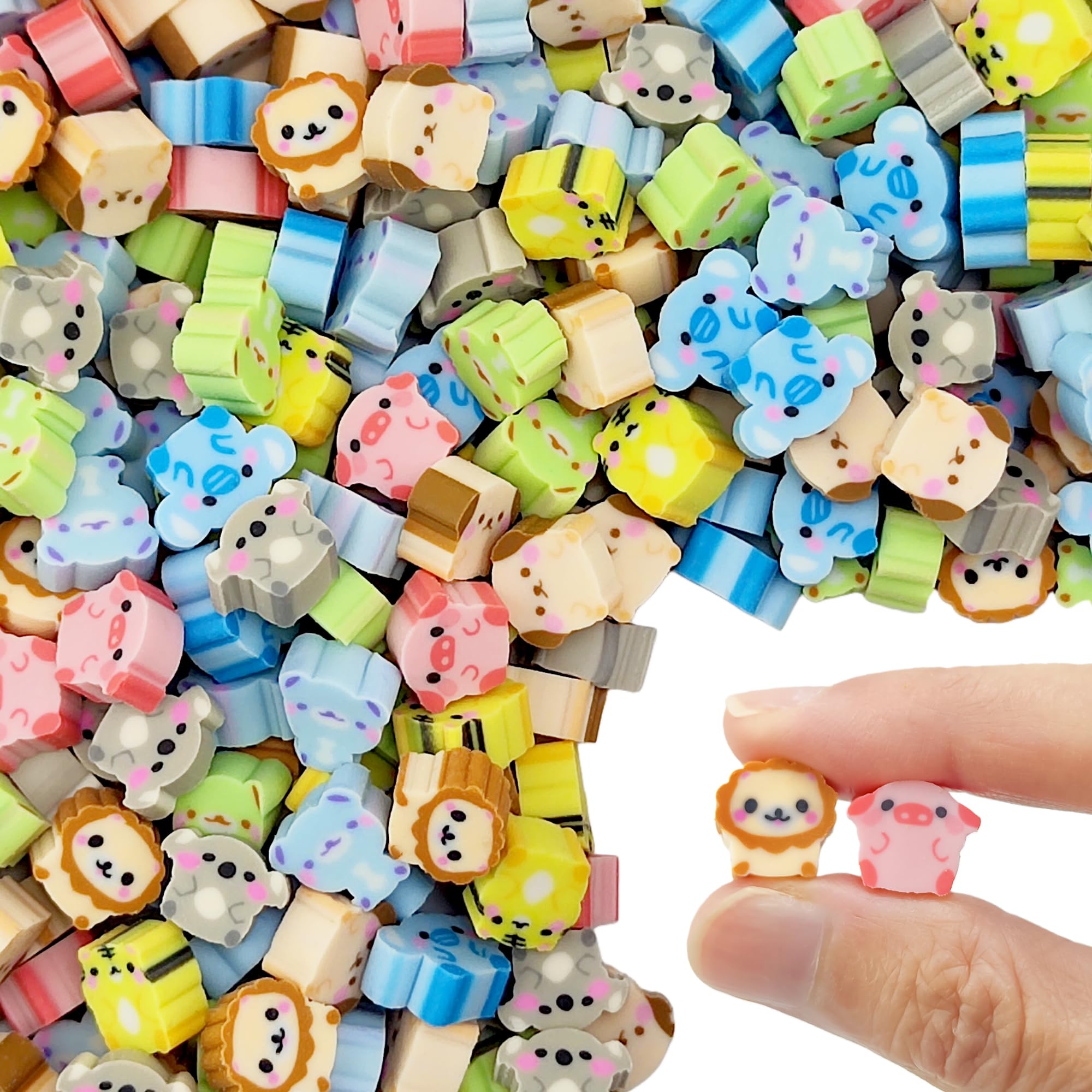 100pcs Animal Mini Erasers for Kids, Bulk Cute Pencil Erasers Small Fun Erasers for Classroom Rewards Party Favors Gift Filling Eraser