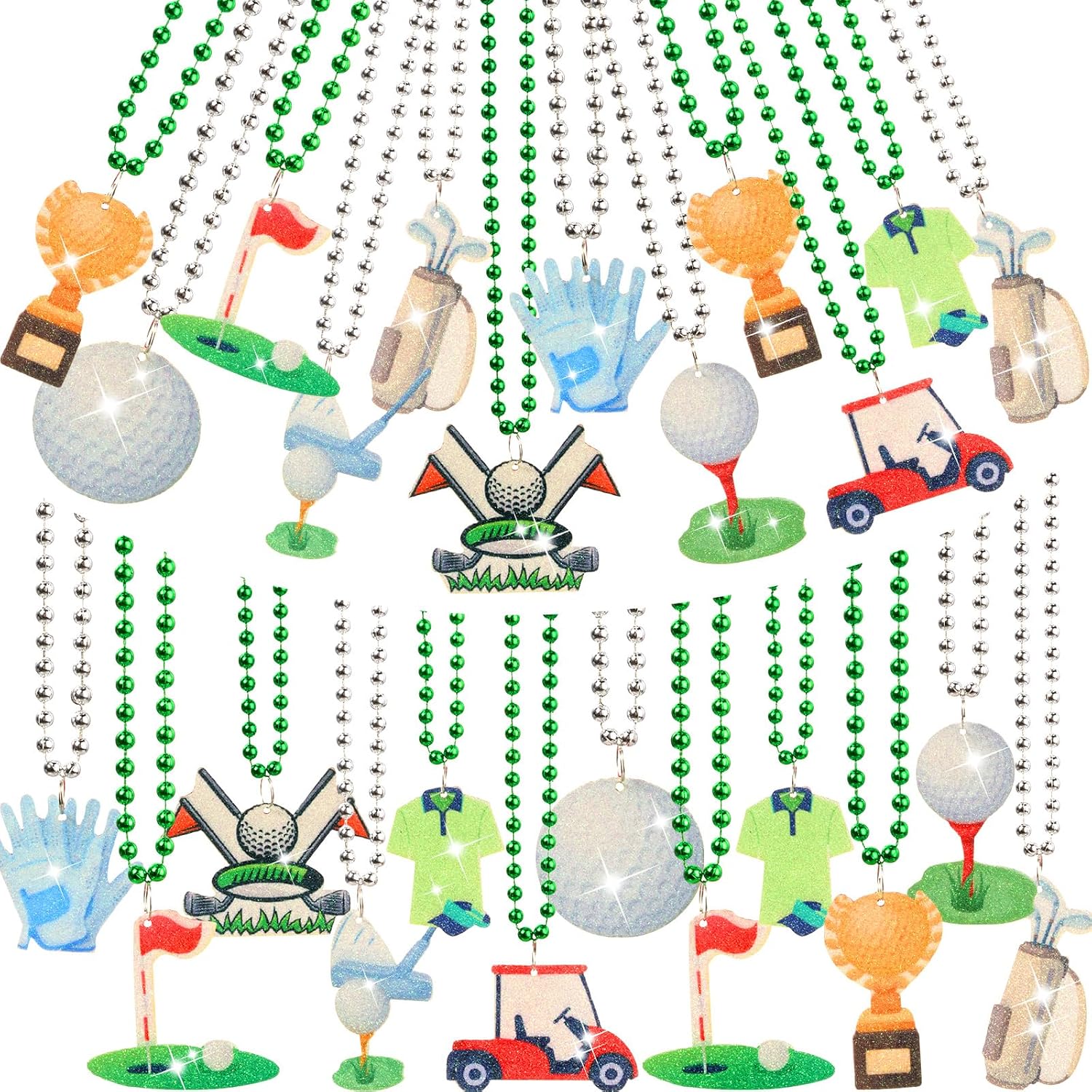 Ecally 30 Pcs Sport Theme Party Favors Bead Necklaces Colorful Sports Team Chain for Soccer Football Baseball Golf Club Party Favor Gifts Decorations Jewelry Supplies