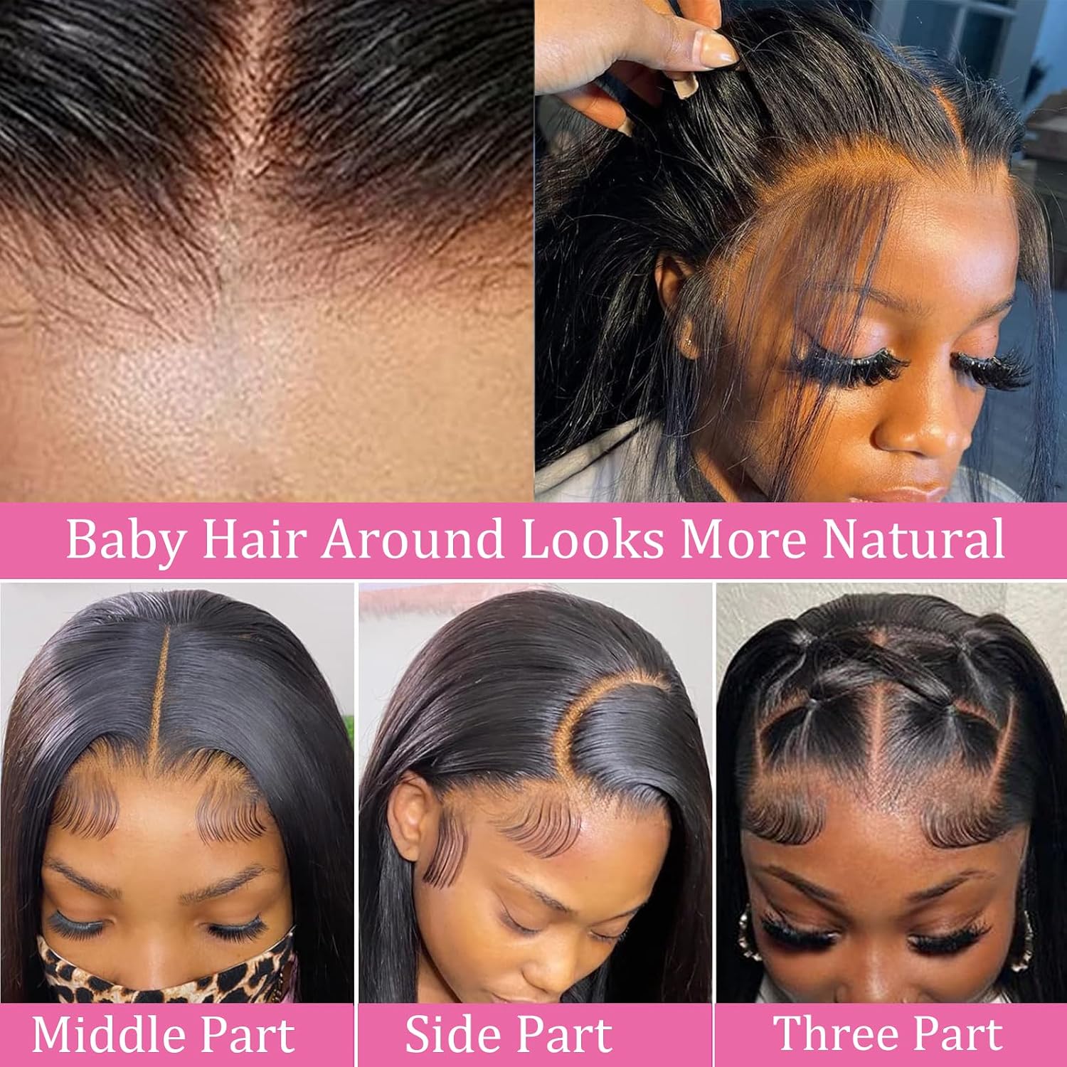 13x4 Lace Front Wigs Human Hair 28 Inch Straight HD Transparent Lace Front Wigs Human Hair Pre Plucked Natural Color 180 Density With Baby Hair for Women