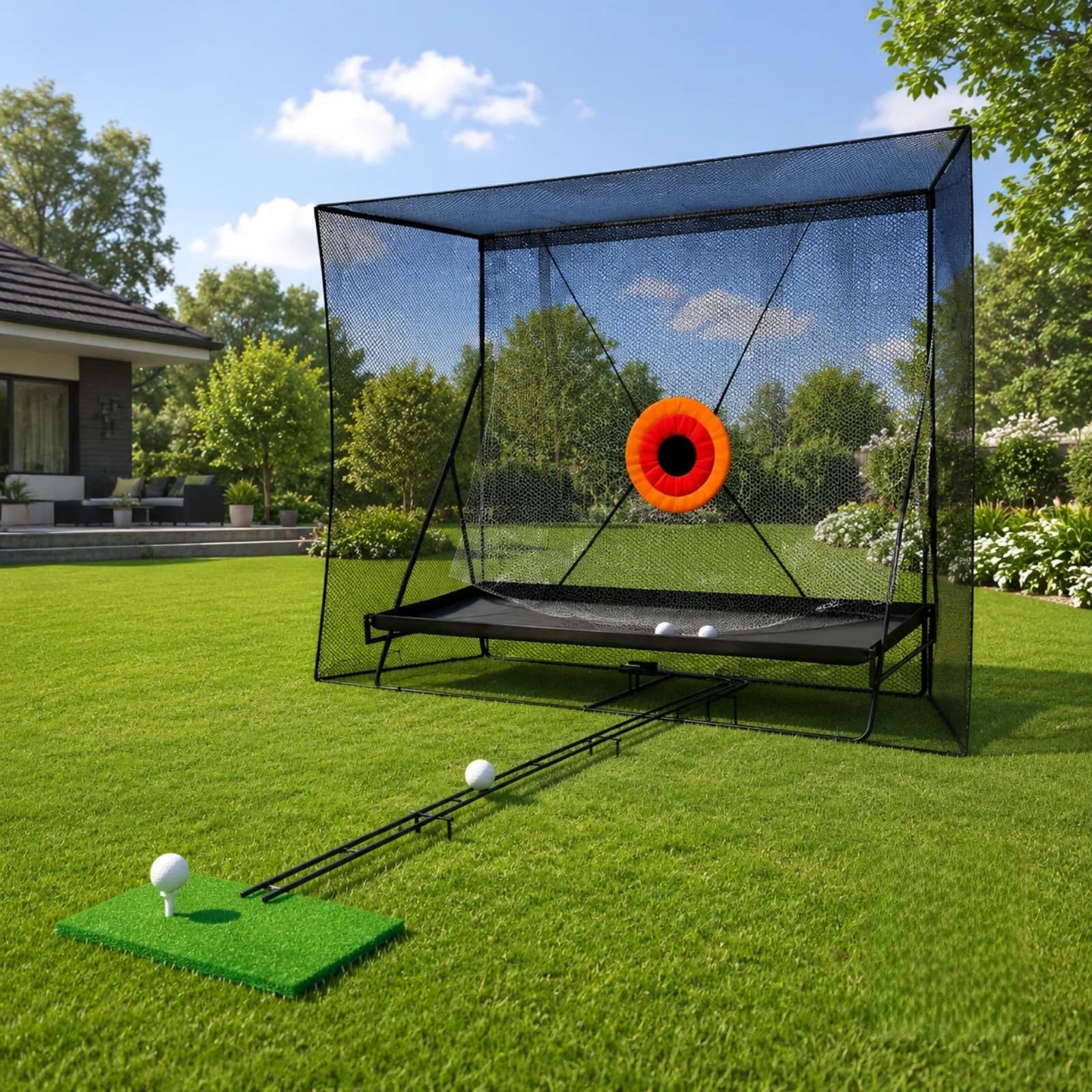 Robustes Golf Übungsnetz 2.8x2,4x1,2 m (10x8 ft)– Trainingsnetz Mit Zielscheibe & Ballfangtuch Für Driving, Chipping & Schwung – Perfekte Golf Trainingshilfe Für Indoor & Outdoor