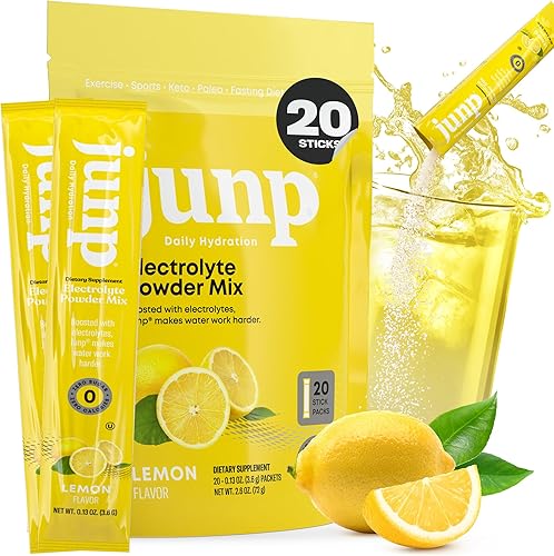 JUNP Paquetes de electrolitos en polvo sin azúcar para agua, paquetes de hidratación instantánea con sal y potasio, cero calorías, sin