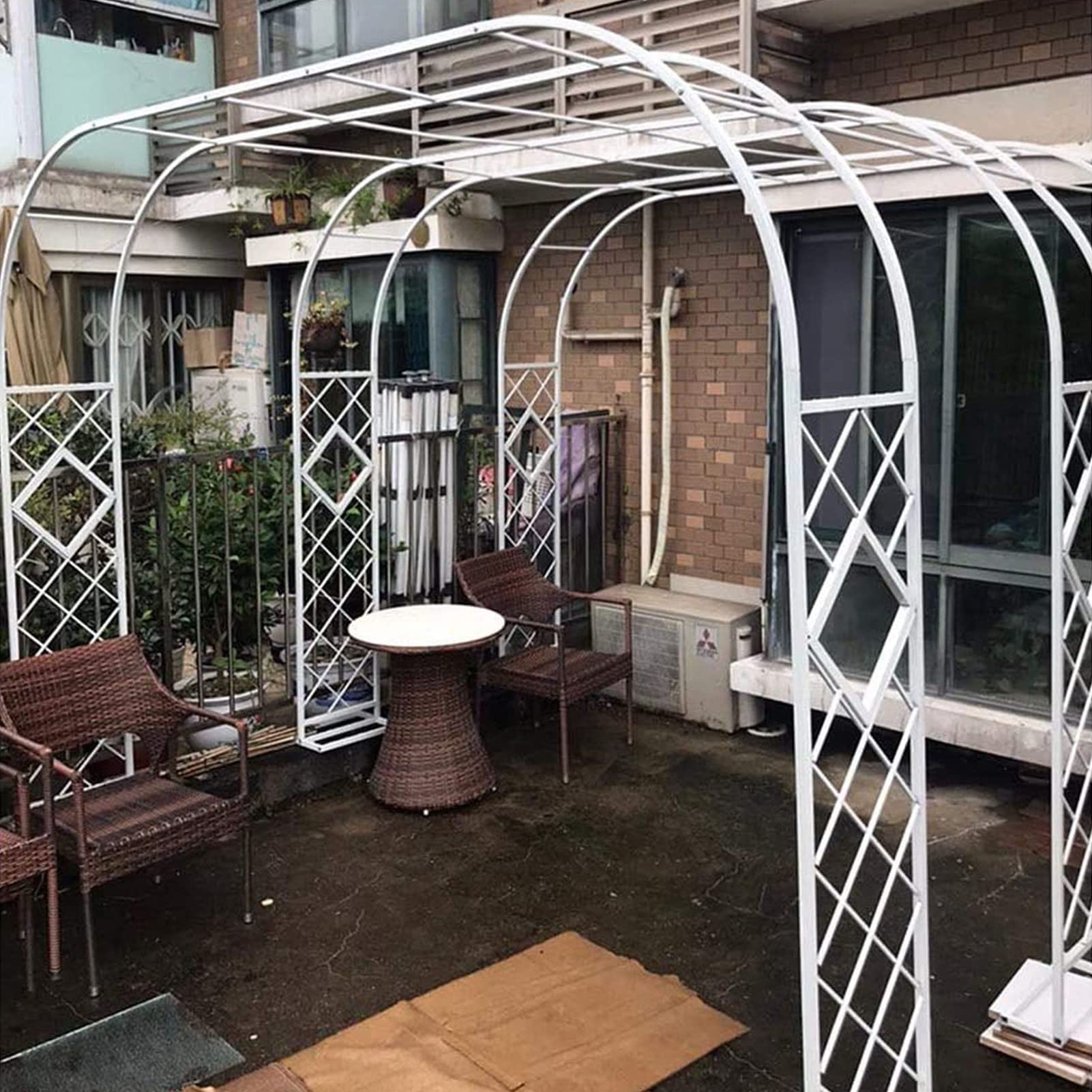 Arco da giardino per piante rampicanti, griglia in ferro battuto, arco per rose, pergolato decorativo da giardino, facile da installare, per esterni, prato, terrazza, matrimoni e serate romantiche