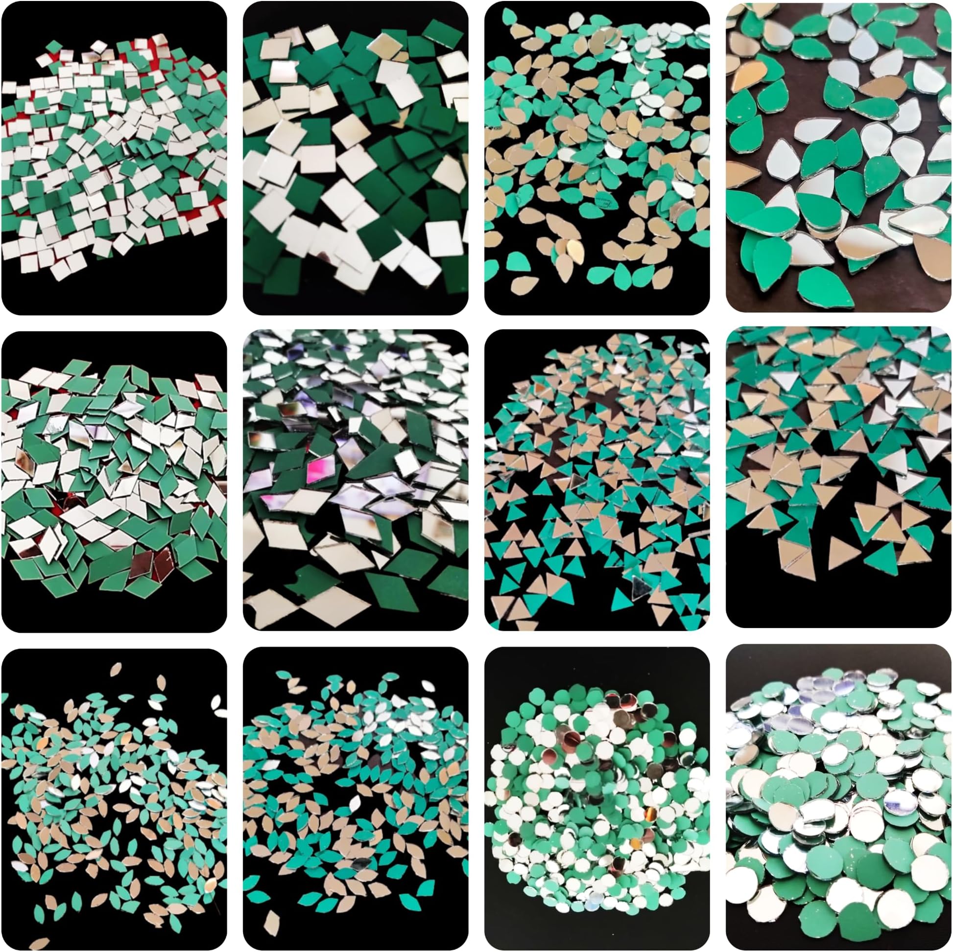 12 Shape Mirrors for Lippan Art and Craft Work | Wall Decor | Mandala | Decorative Items (1200 Pcs)