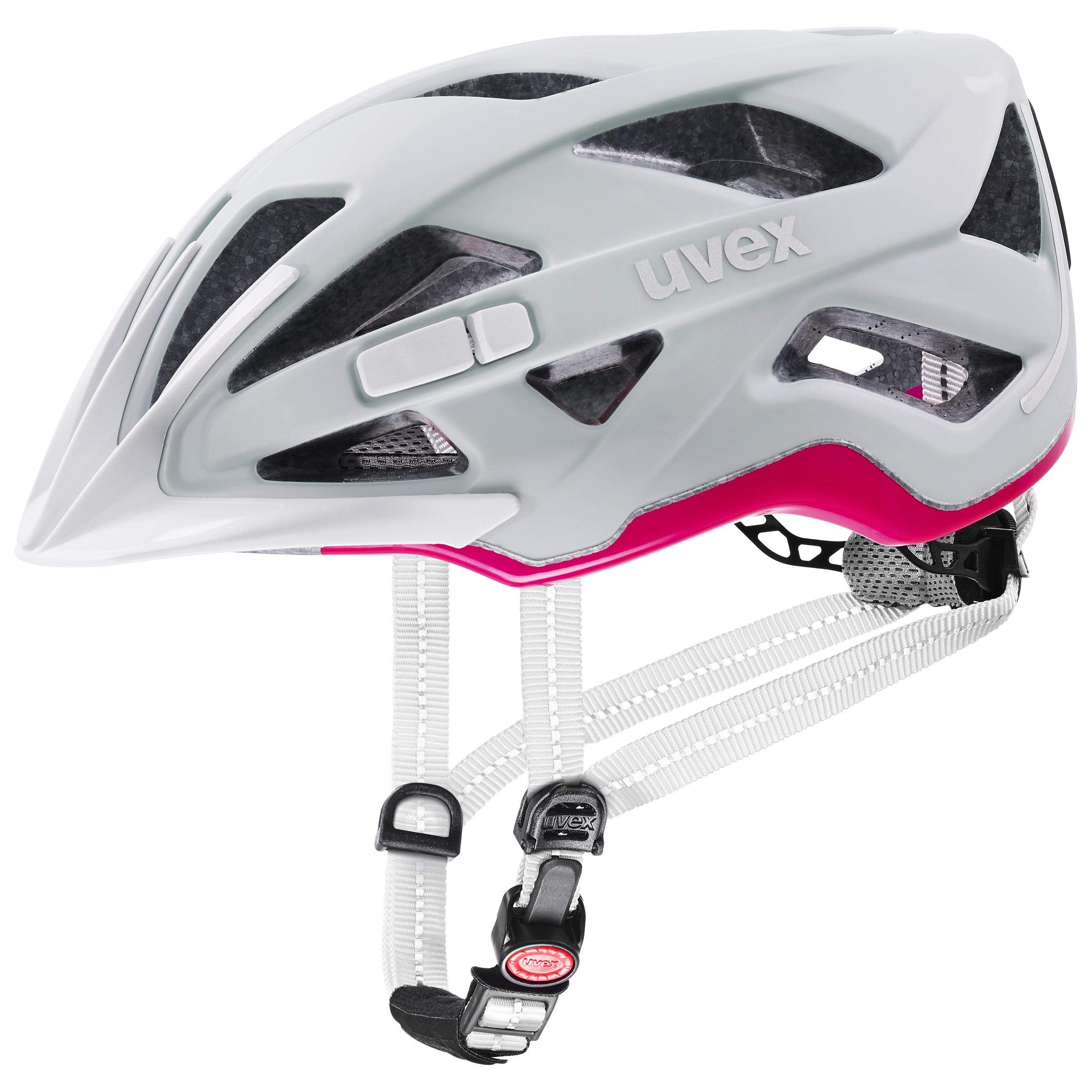uvex City Active Fahrradhelm, Papyrus - neon pink matt, 56-60 cm | mit Plug-in LED nachrüstbar - individuelle Größenanpassung