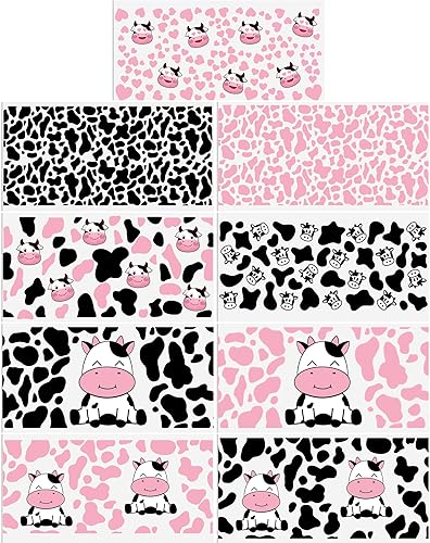 Miniatura 2 de David Angie Adhesivo de transferencia, 9 hojas con temática de vaca, impermeable, UV DTF, calcomanías de transferencia de papel de transferencia de