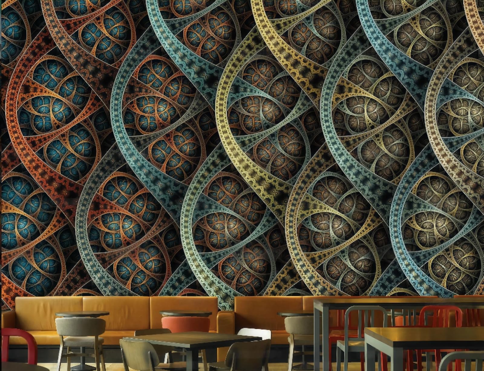 rskjdghshd Wallpaper Retro 3D Pattern Cool Nightclub Theme Hotel Bar Western Restaurant Background Wall Mural Afternoon Tea Coffee Shop Wallpaper,3D,250x175cm