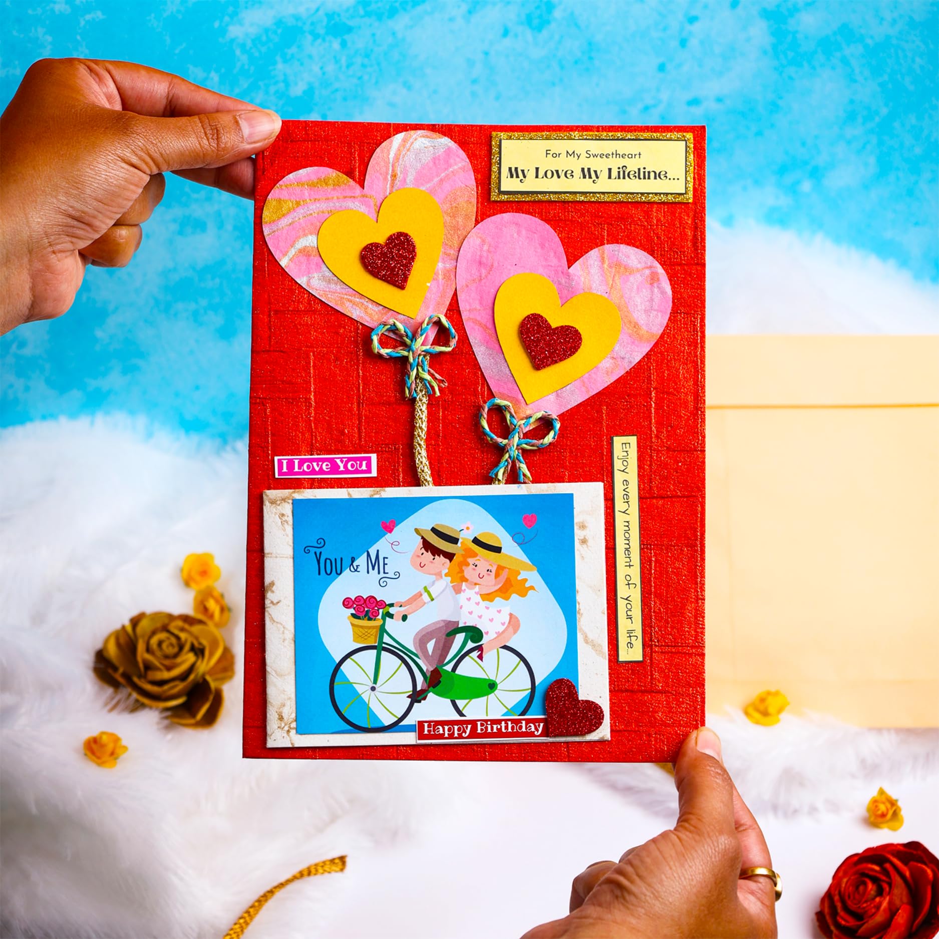 - Natal Crafts handmade Happy Birthday love greeting card for your loving husband/wife/boyfriend/girlfriend/fiance/fiancee | Special happy birthday gift for love (card size: 7 inch x 10 inch)